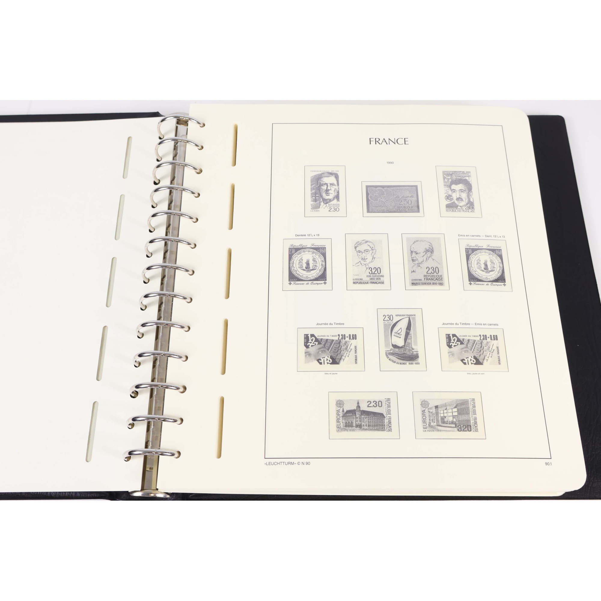 CLASSEUR LEUCHTTURM POUR RANGER COLLECTION DE TIMBRES DE FRANCE DE 1990 À 1999