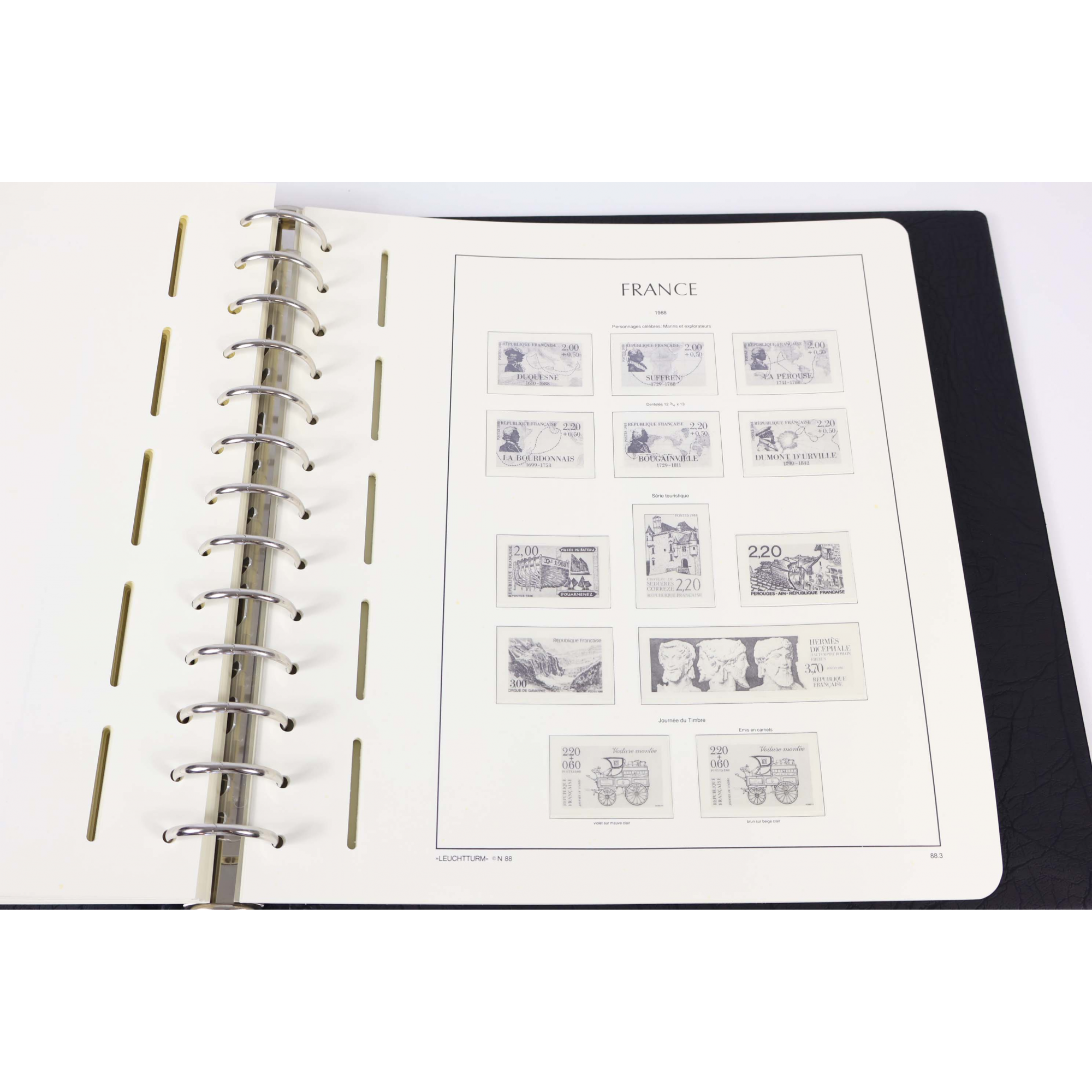 CLASSEUR LEUCHTTURM POUR RANGER COLLECTION DE TIMBRES DE FRANCE DE 1980 À 1989