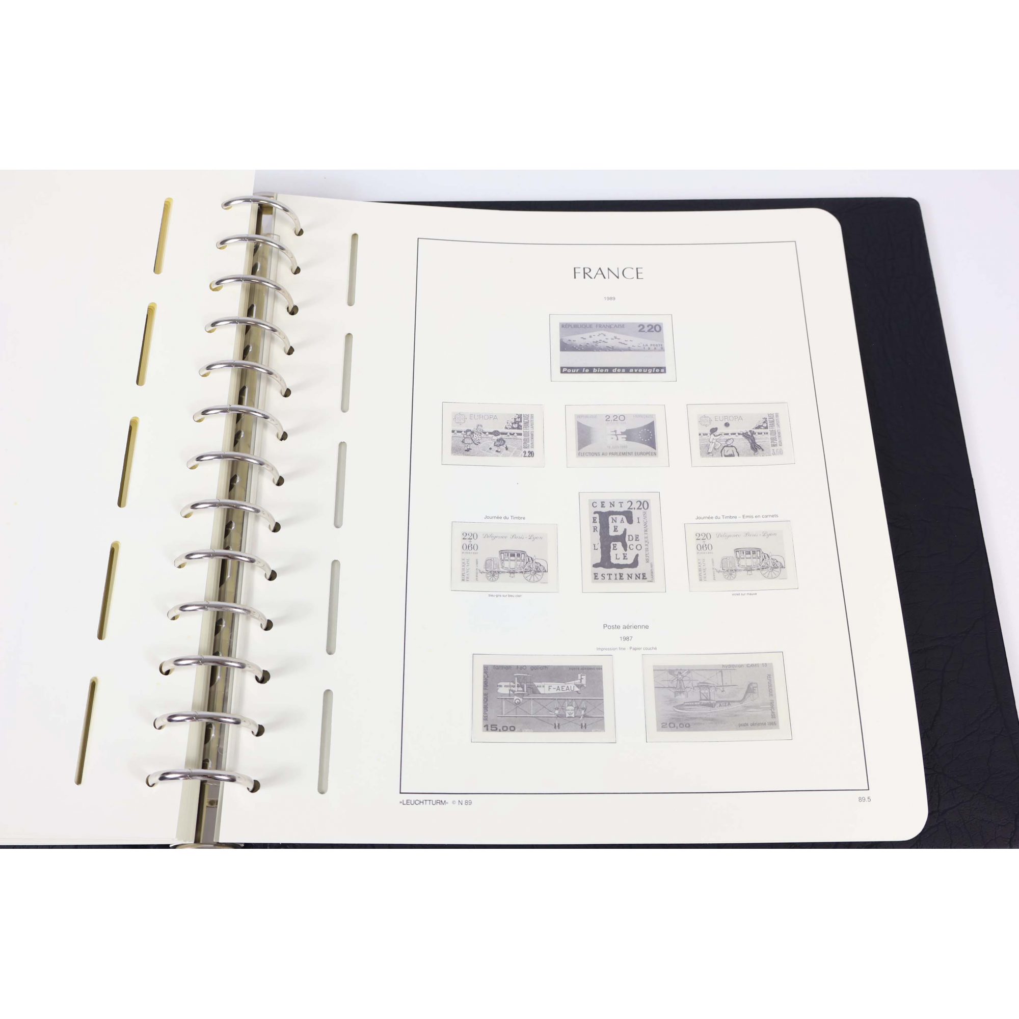 CLASSEUR LEUCHTTURM POUR RANGER COLLECTION DE TIMBRES DE FRANCE DE 1980 À 1989