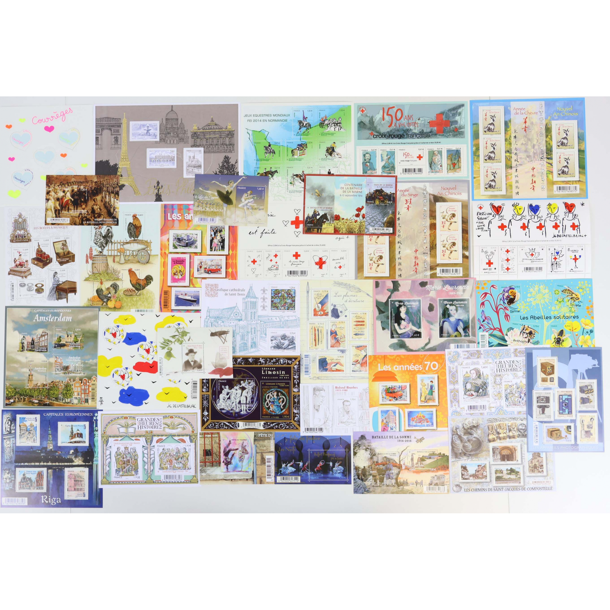 FRANCE LOT DE TIMBRES-POSTE ET DE BLOCS-FEUILLET DE 2014 À 2016 NEUFS** FAC 236€