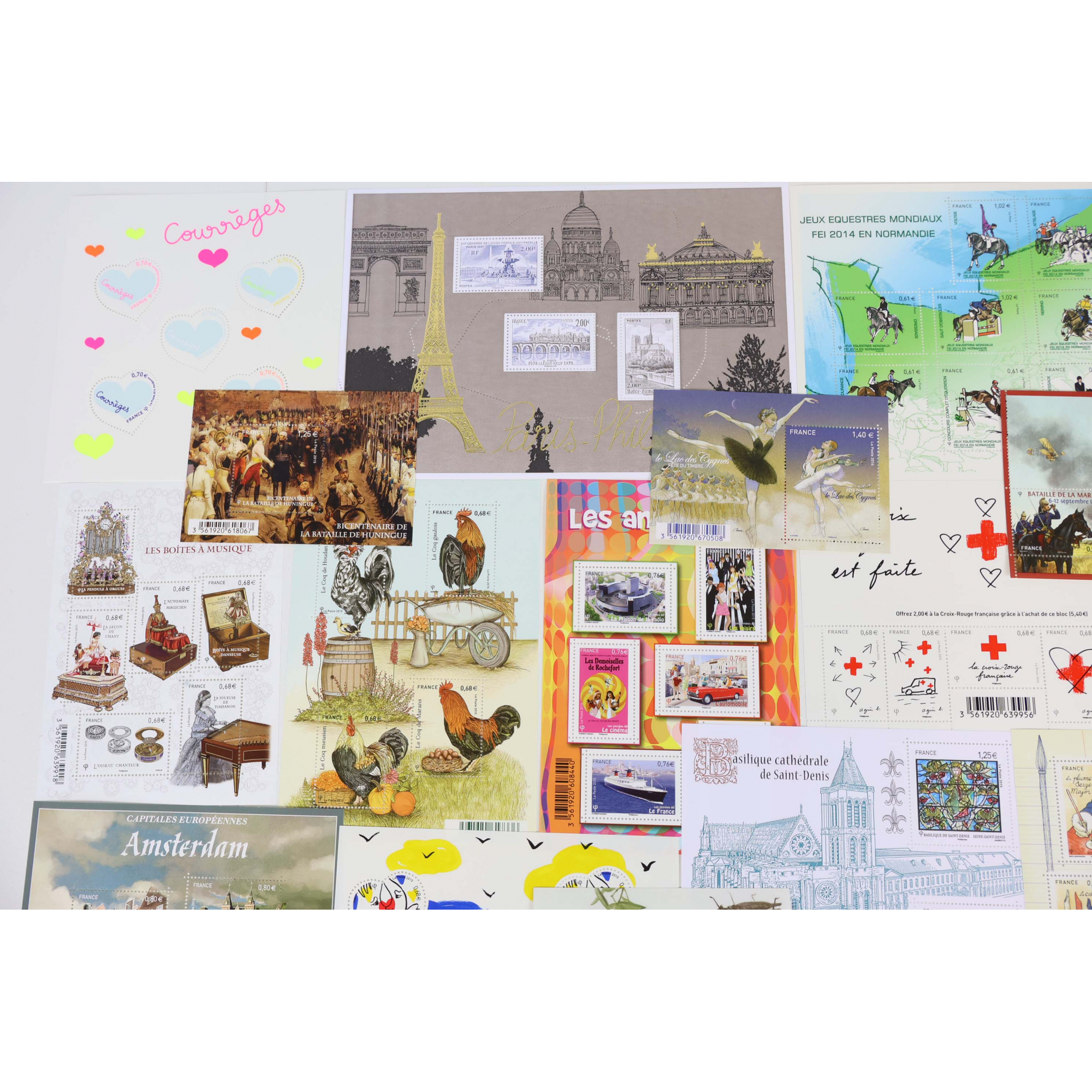 FRANCE LOT DE TIMBRES-POSTE ET DE BLOCS-FEUILLET DE 2014 À 2016 NEUFS** FAC 236€