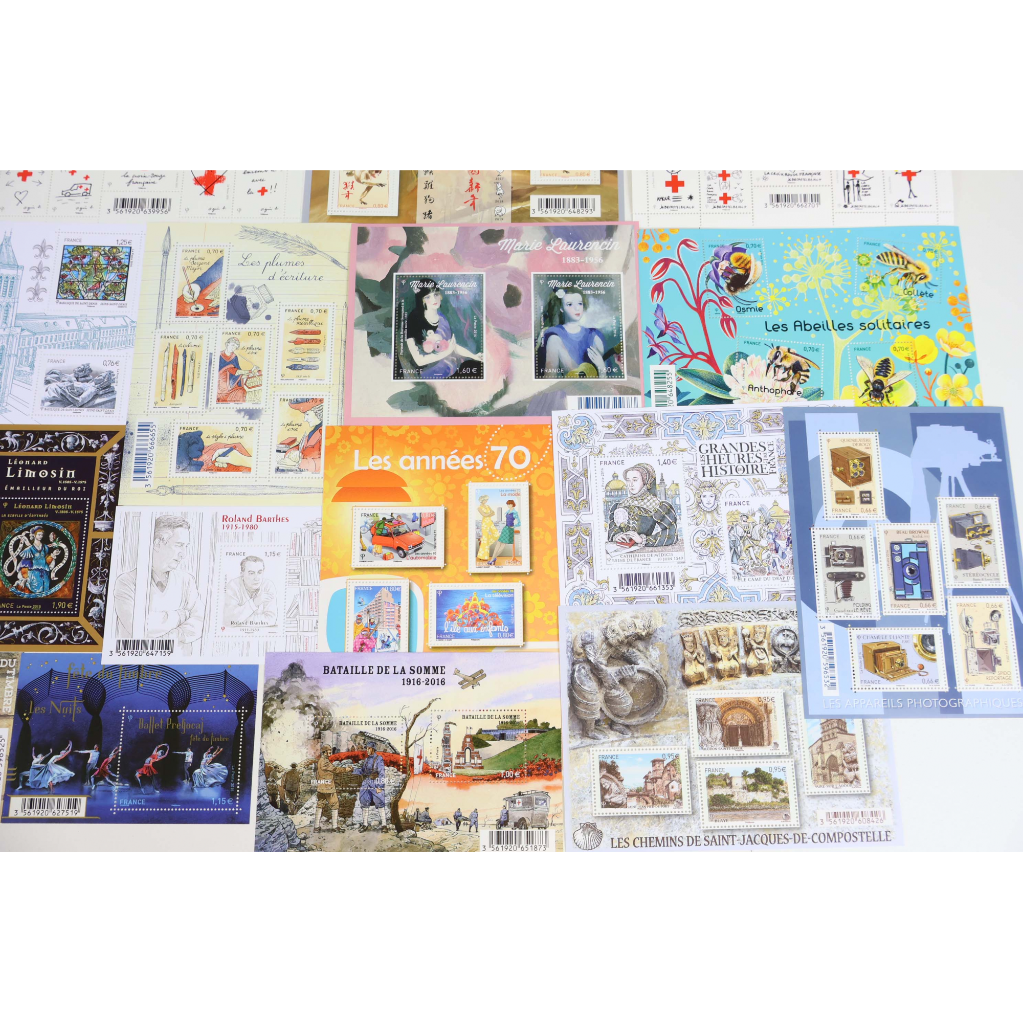 FRANCE LOT DE TIMBRES-POSTE ET DE BLOCS-FEUILLET DE 2014 À 2016 NEUFS** FAC 236€