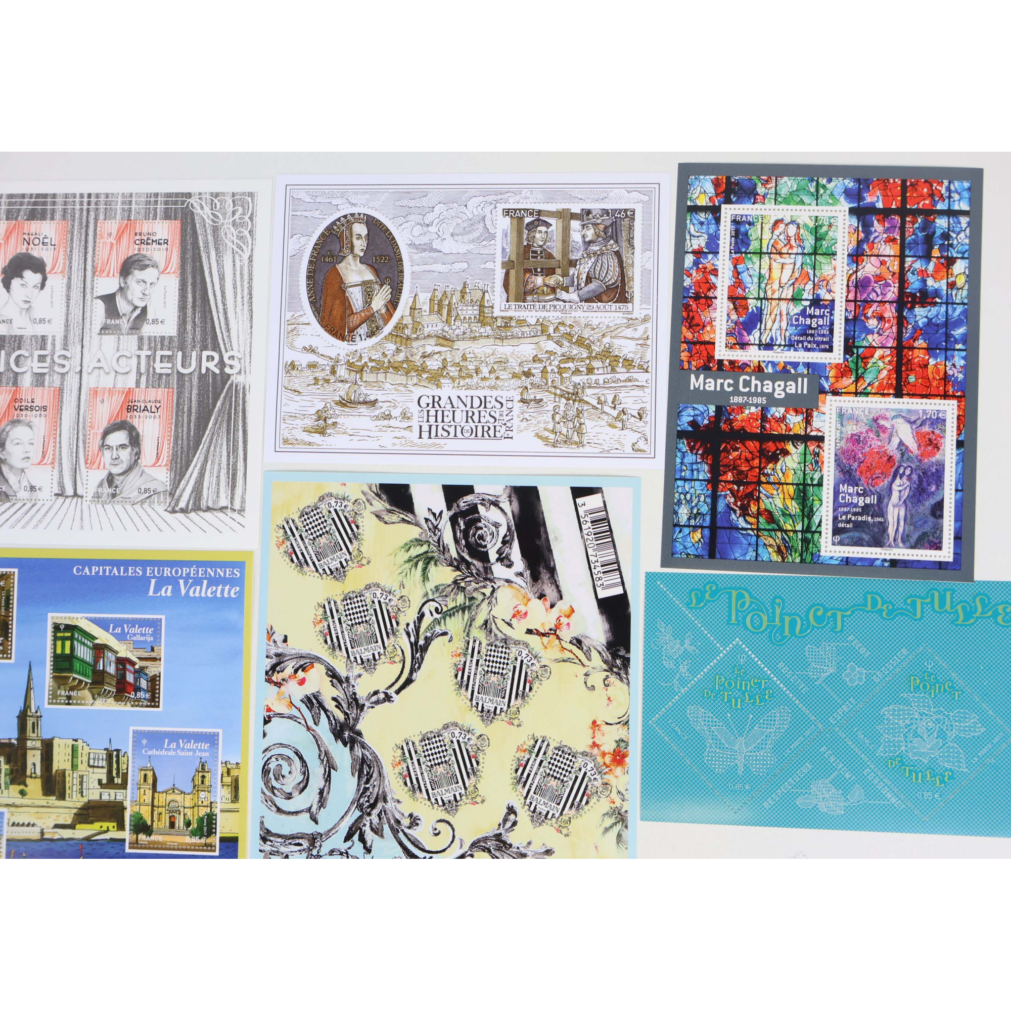 FRANCE LOT DE TIMBRES-POSTE ET DE BLOCS-FEUILLET DE 2017 NEUFS** FACIALE 89€