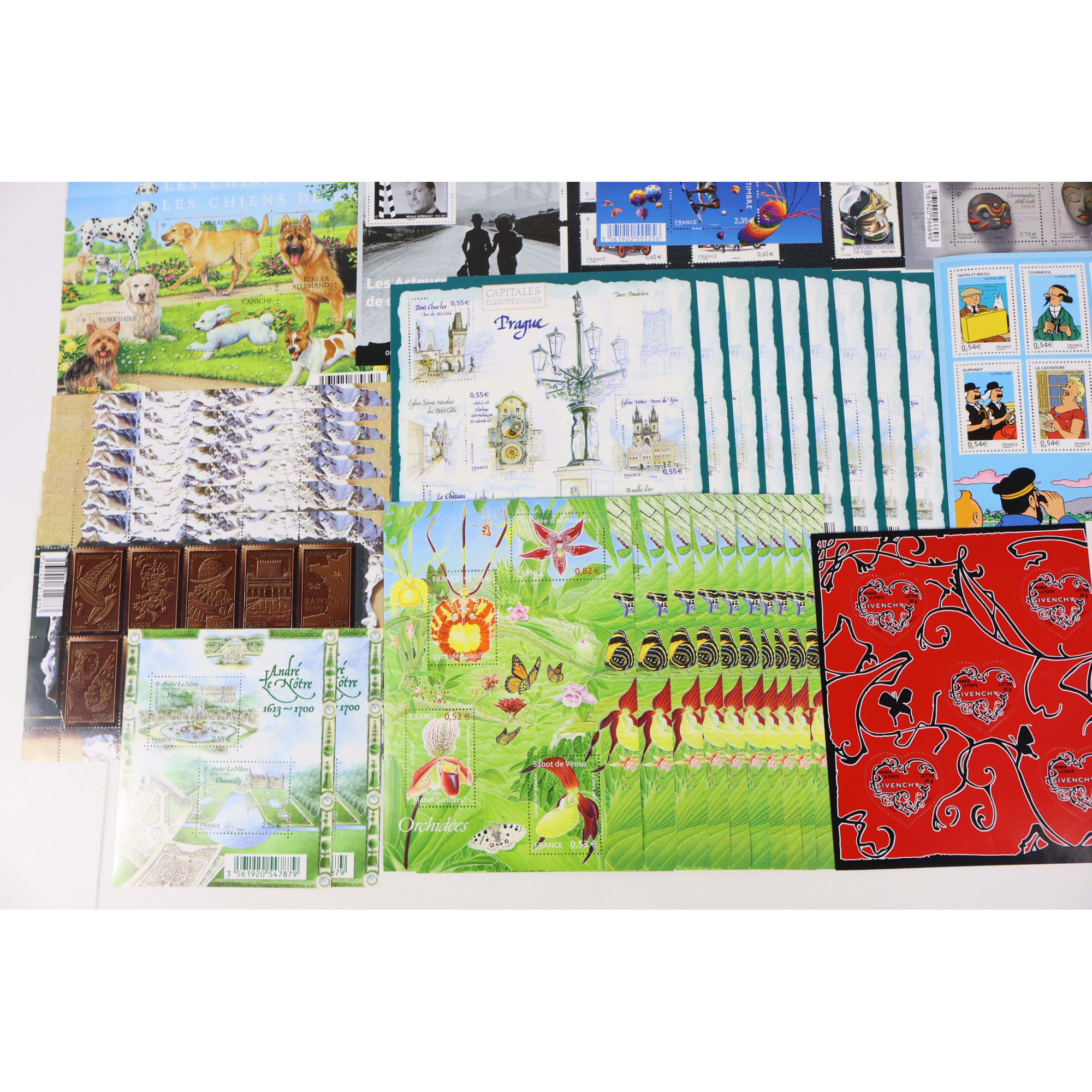 LOT BLOCS FEUILLETS TIMBRES EN EUROS AVEC DÉFAUTS POUR AFFRANCHIR, FACIALE 237€