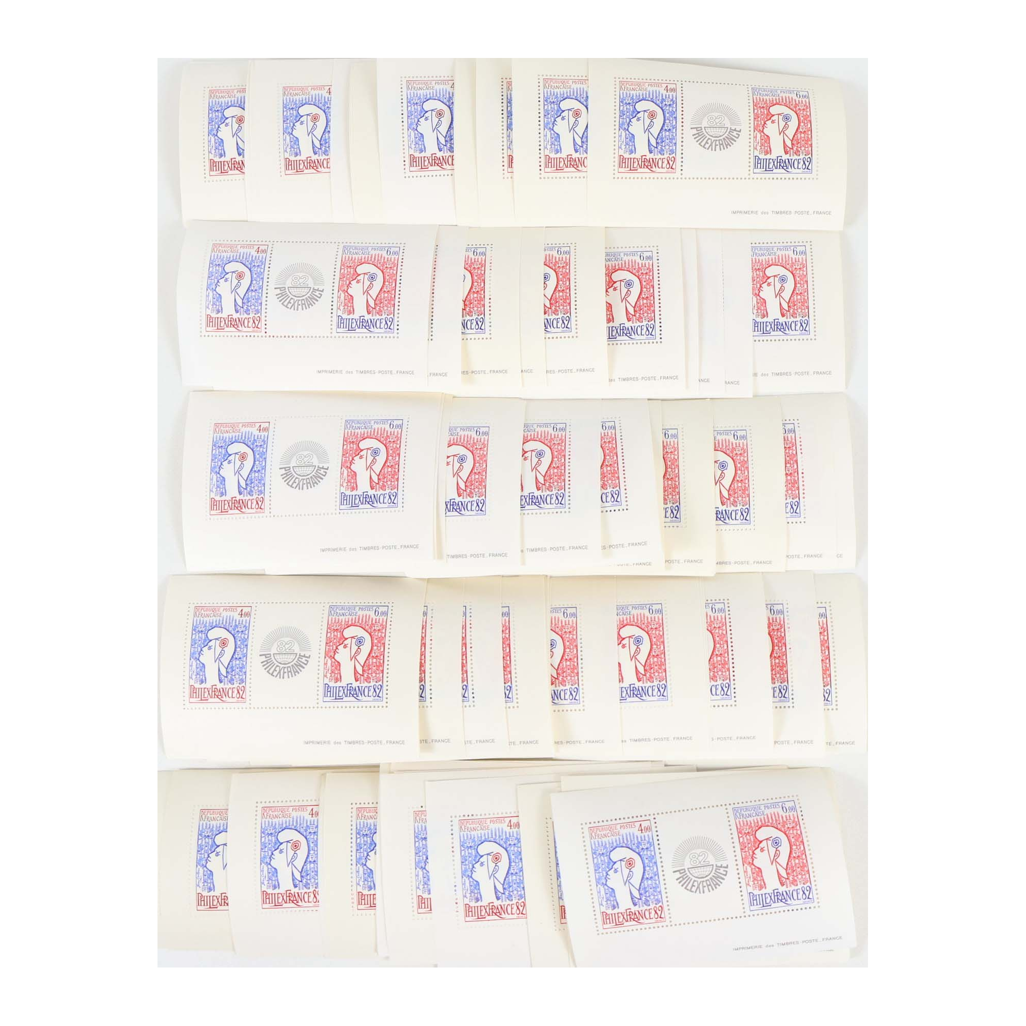 LOT 100 BLOCS N° 8 PHILEXFRANCE 82, TIMBRES NEUFS** FRANCS VALEUR FACIALE 152,44€