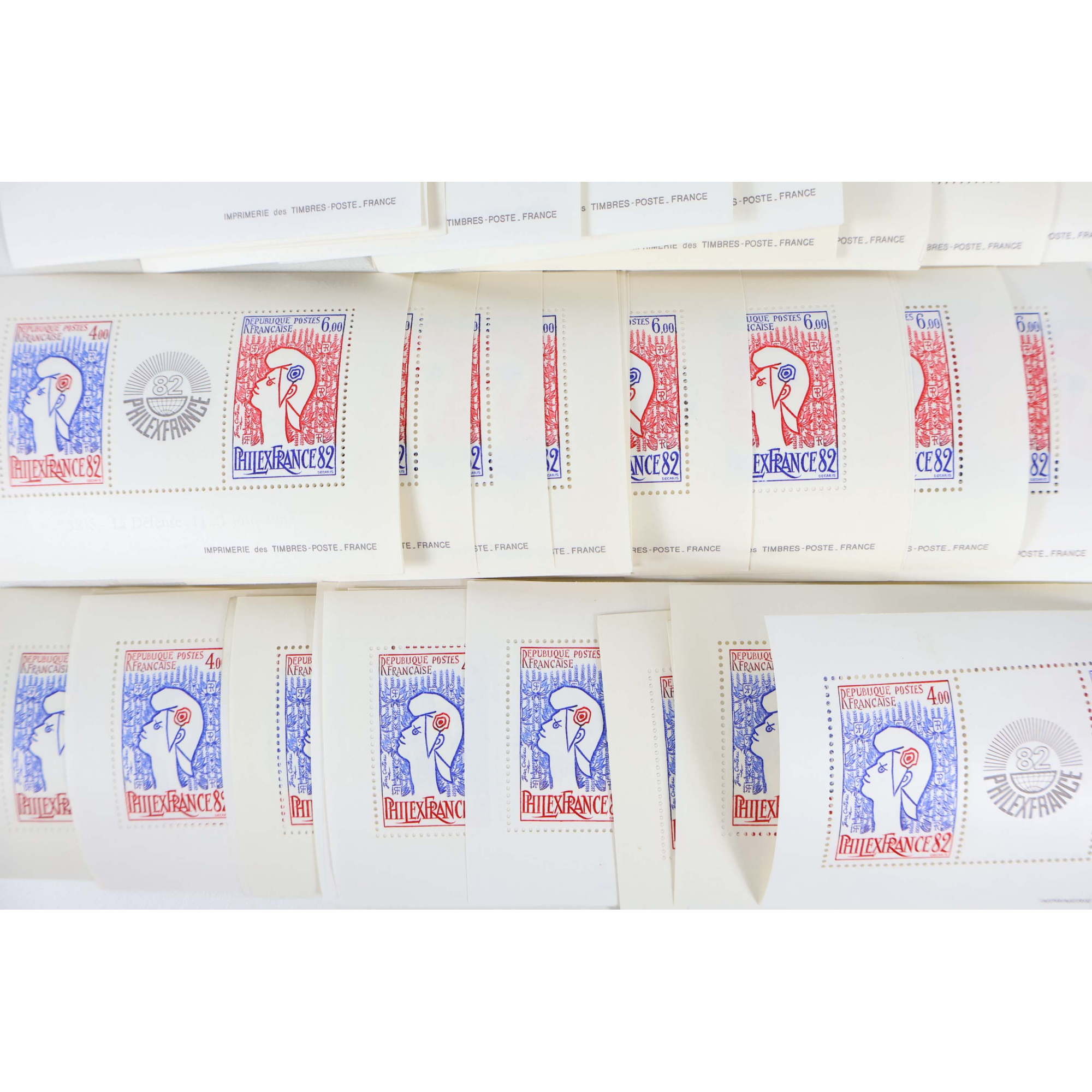 LOT 100 BLOCS N° 8 PHILEXFRANCE 82, TIMBRES NEUFS** FRANCS VALEUR FACIALE 152,44€