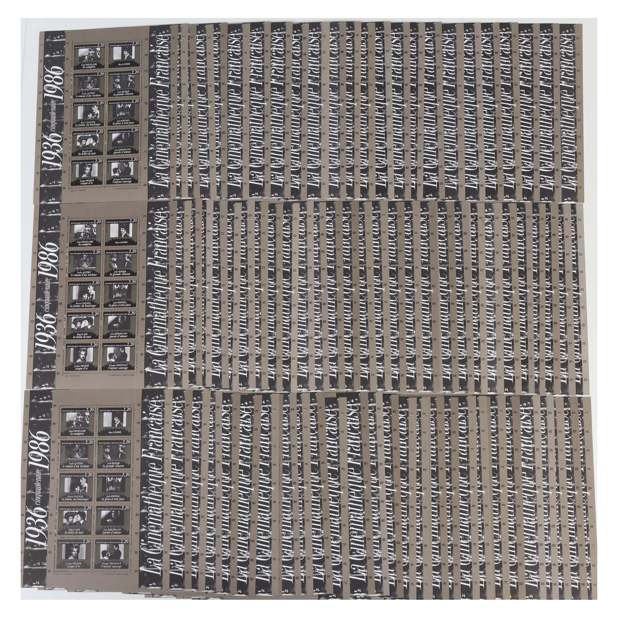 LOT 100 BLOCS N° 9 CINÉMATHÈQUE, TIMBRES NEUFS** 2.20 FRANCS FACIALE 335,39€