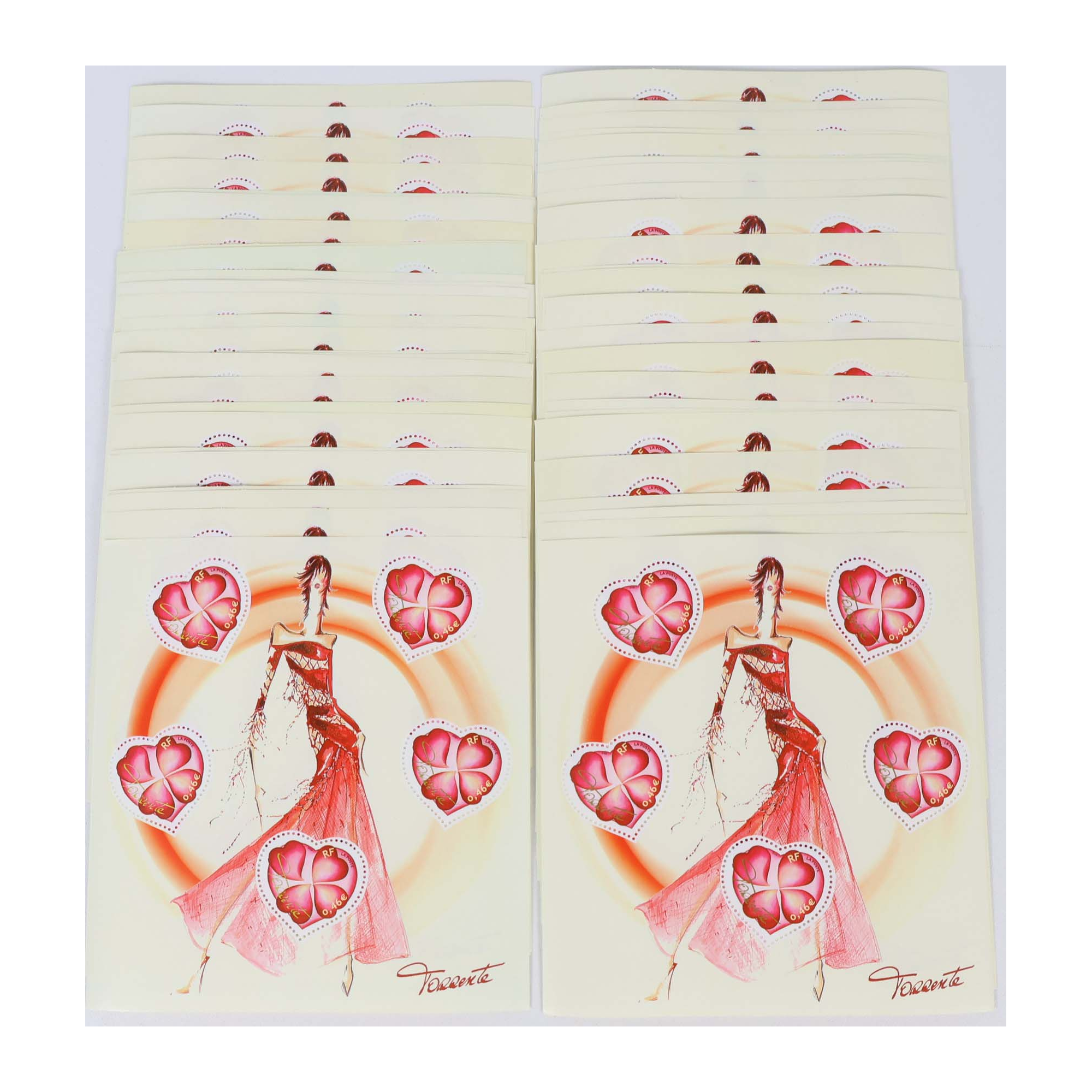 LOT 60 BLOCS N° 54 COEURS DE TORRENTE, TIMBRES NEUFS** 0.46€ X 5, FACIALE 138€