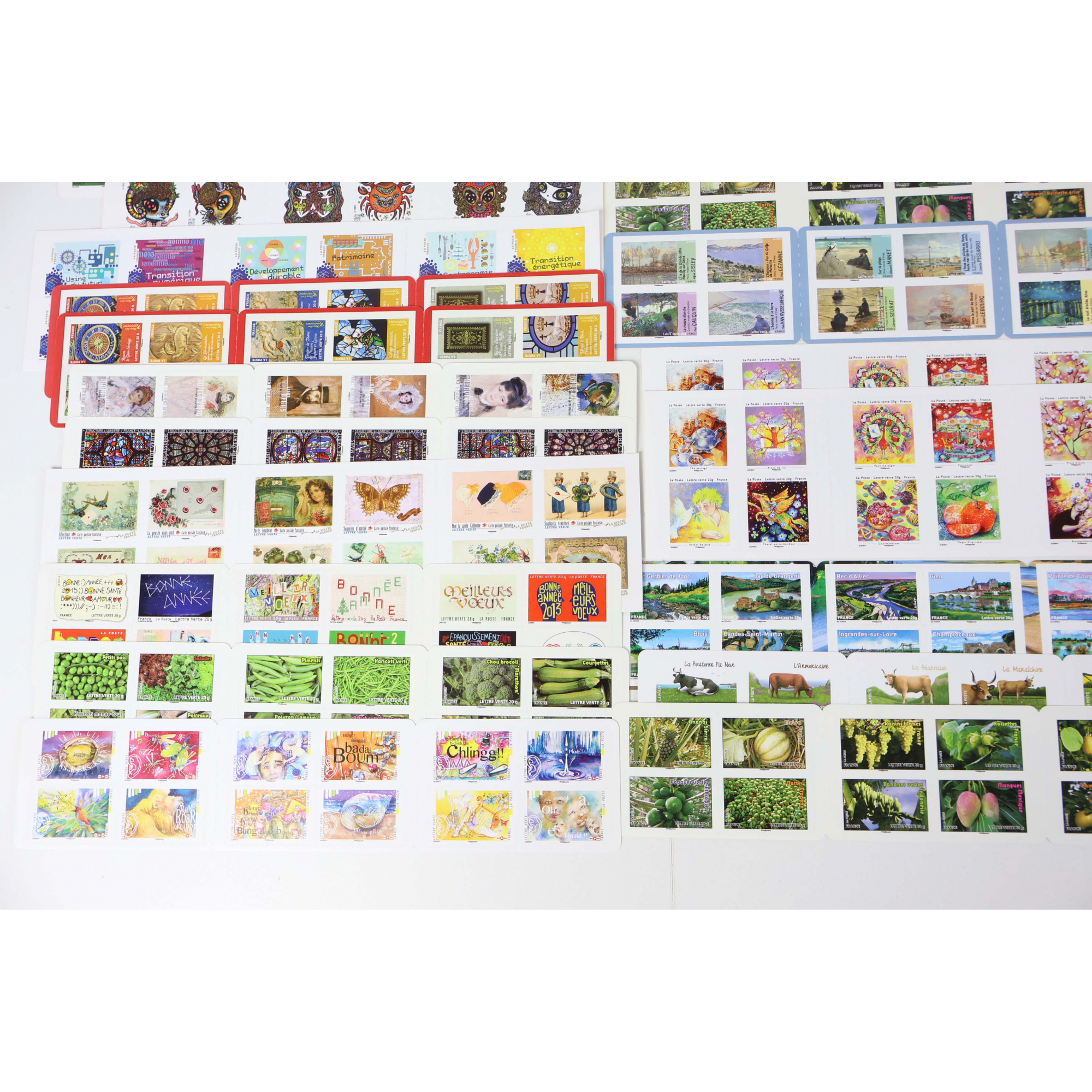 LOT DE 412 TIMBRES AUTOADHÉSIFS LETTRES VERTES 20G VP FRANCE POUR AFFRANCHIR