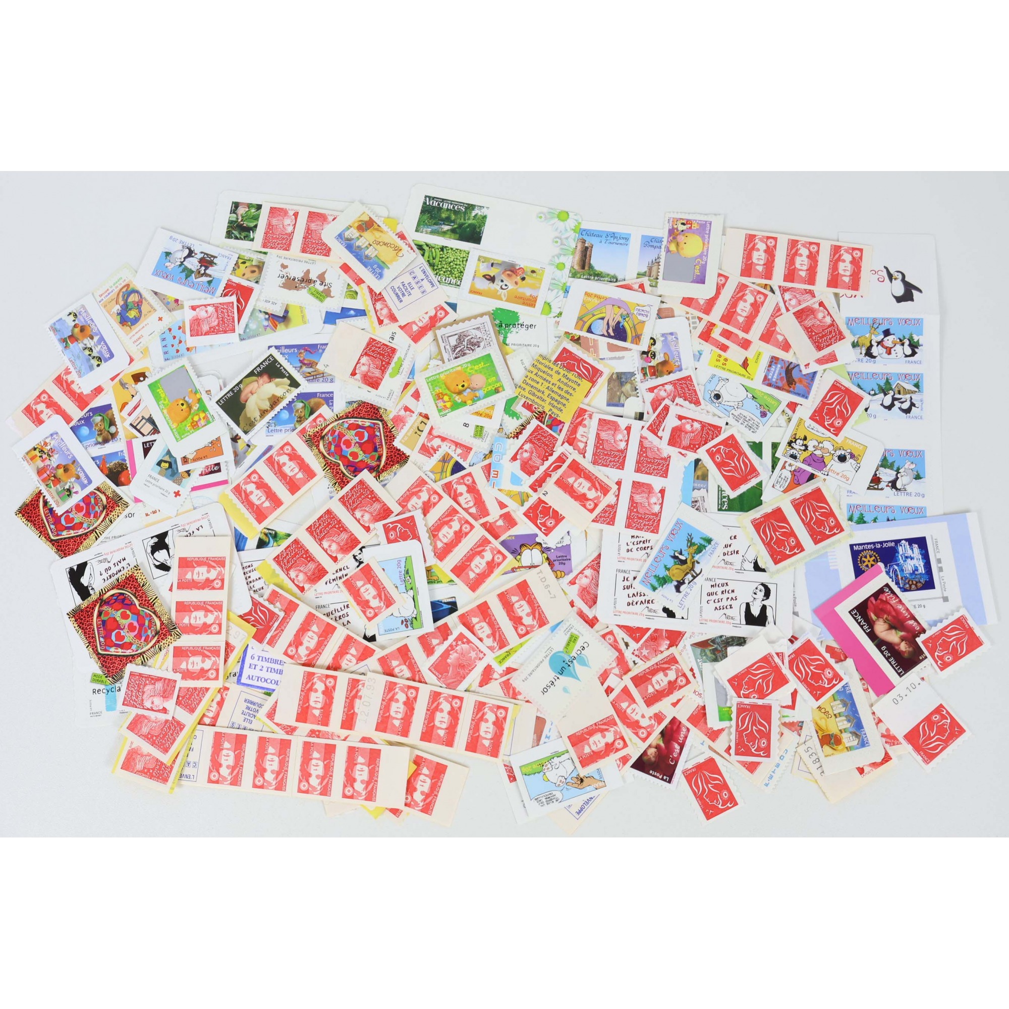 LOT DE 350 TIMBRES AUTOADHÉSIFS À VALIDITÉ PERMANENTE, TVP LETTRES 20G FRANCE