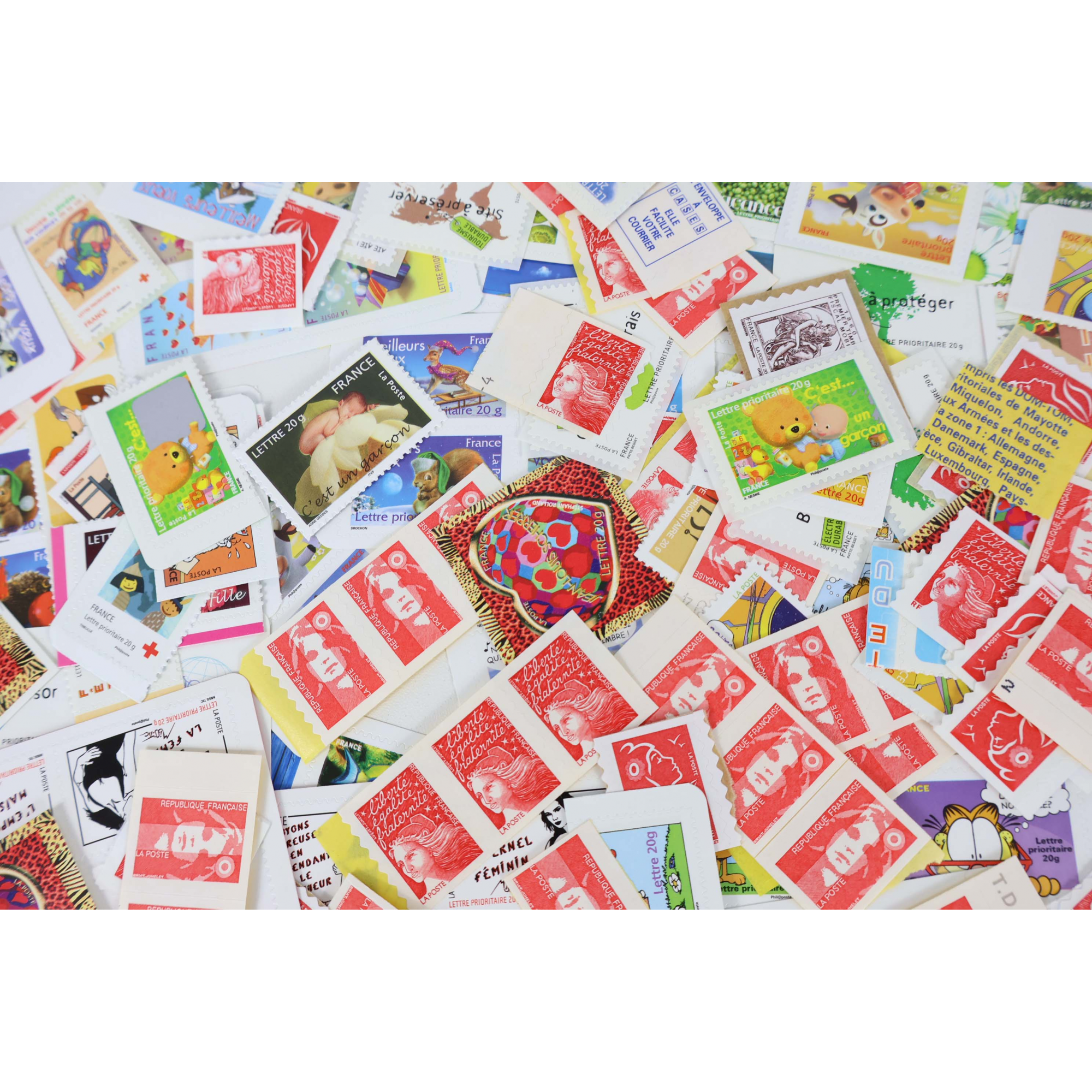 LOT DE 350 TIMBRES AUTOADHÉSIFS À VALIDITÉ PERMANENTE, TVP LETTRES 20G FRANCE