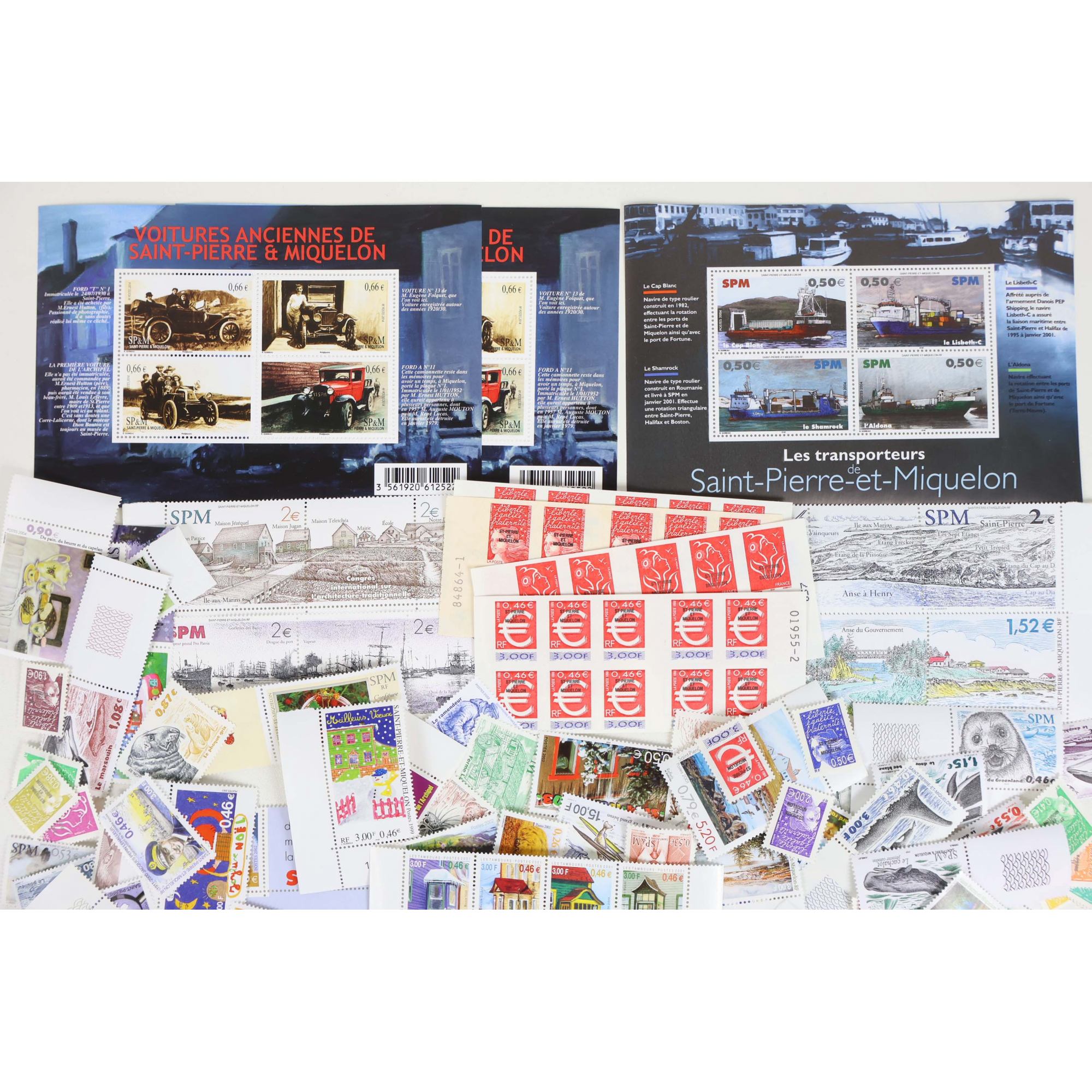 SAINT PIERRE ET MIQUELON, LOT TIMBRES ET BLOCS EN EUROS, NEUFS** FACIALE 171,9€
