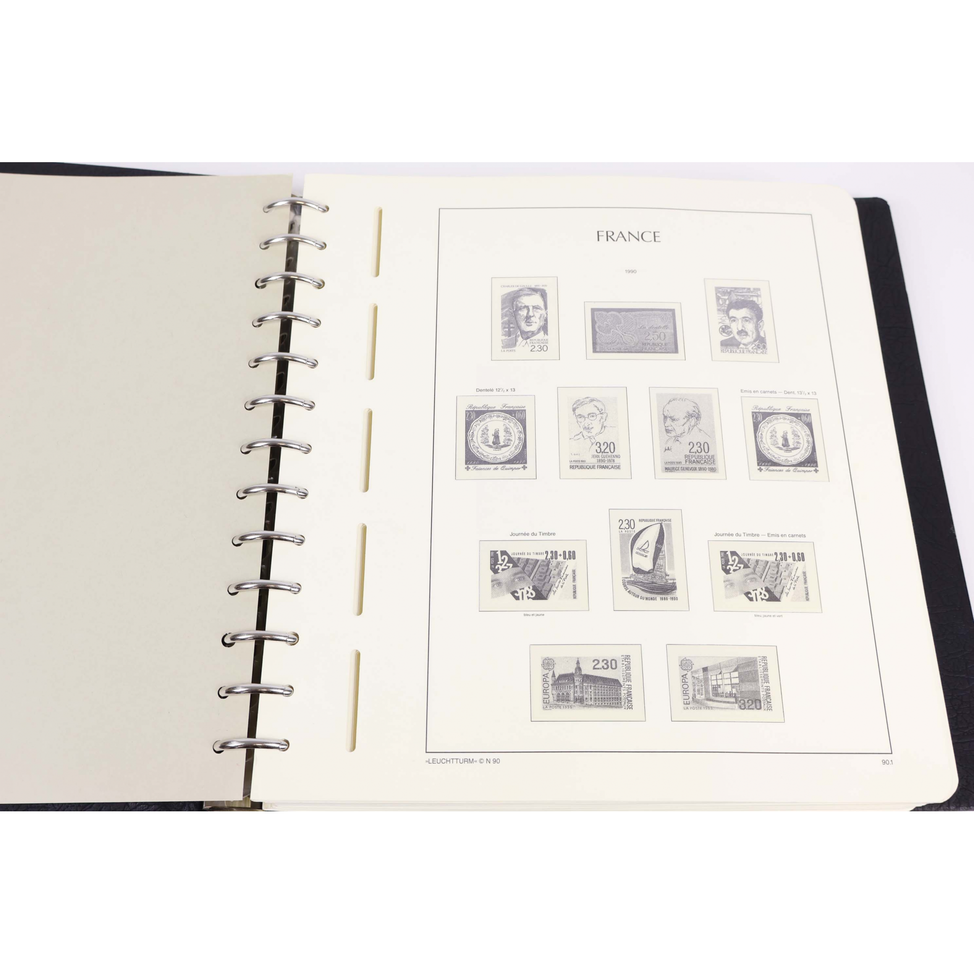 CLASSEUR LEUCHTTURM POUR RANGER COLLECTION DE TIMBRES DE FRANCE DE 1980 À 1989