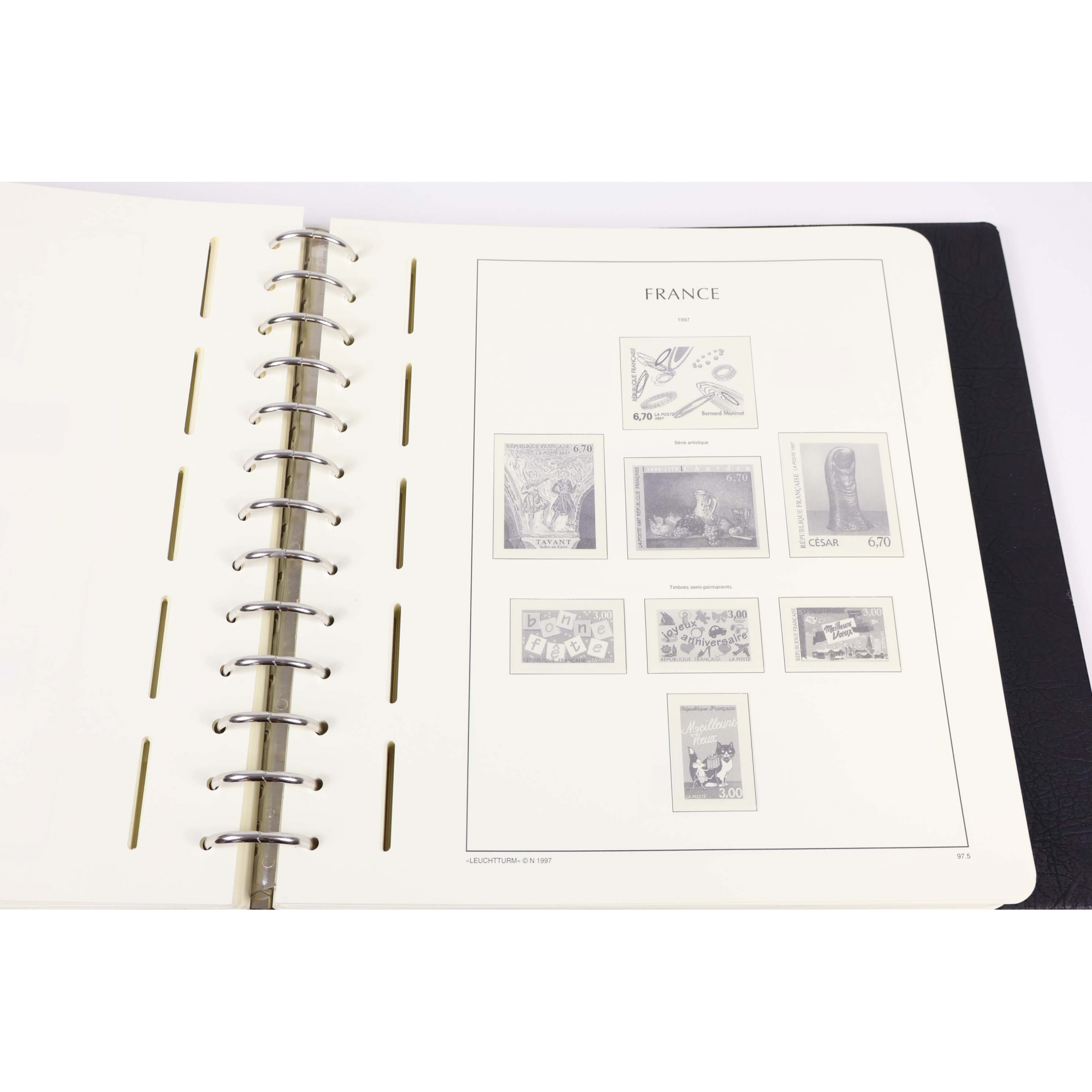 CLASSEUR LEUCHTTURM POUR RANGER COLLECTION DE TIMBRES DE FRANCE DE 1980 À 1989