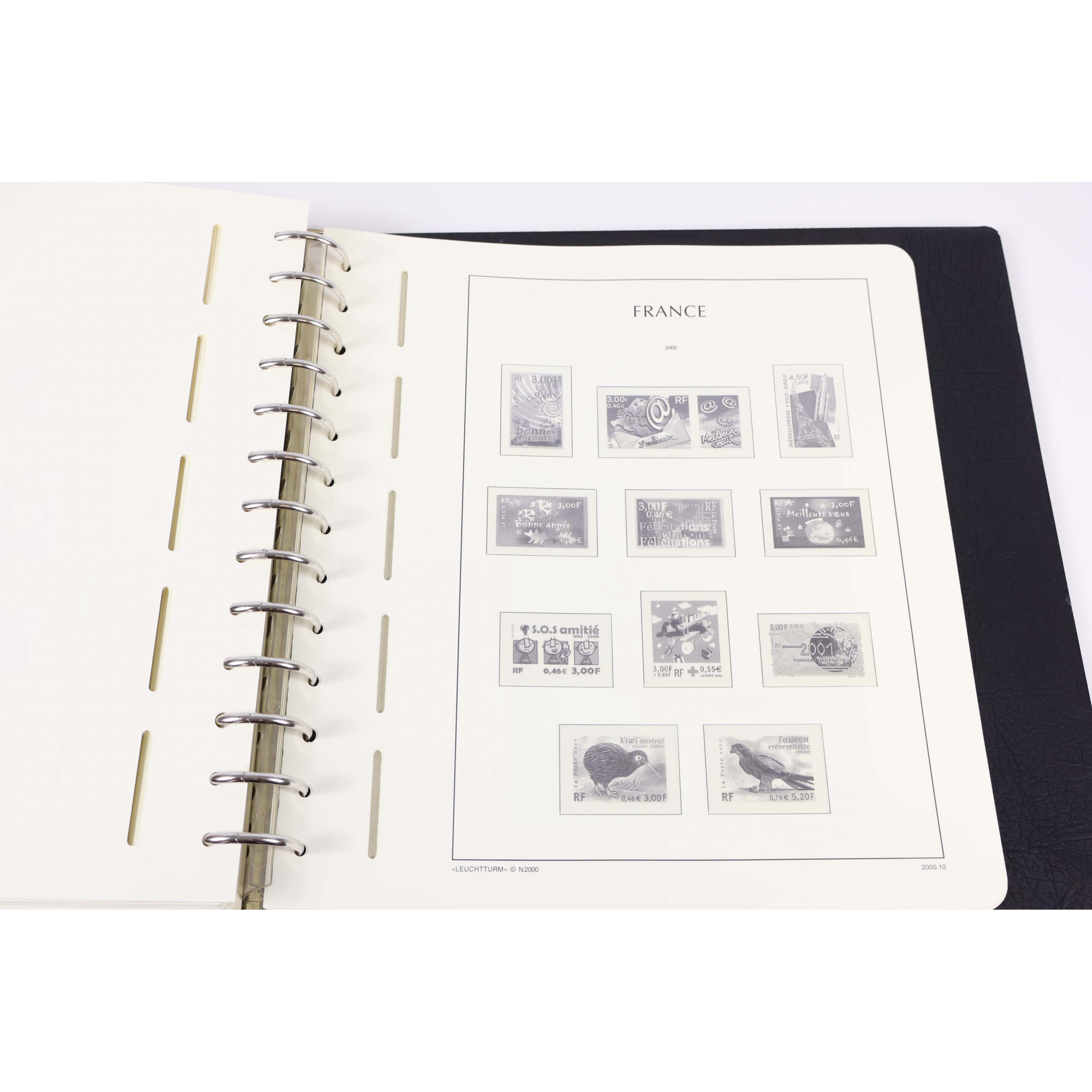CLASSEUR LEUCHTTURM POUR RANGER COLLECTION DE TIMBRES DE FRANCE DE 1980 À 1989