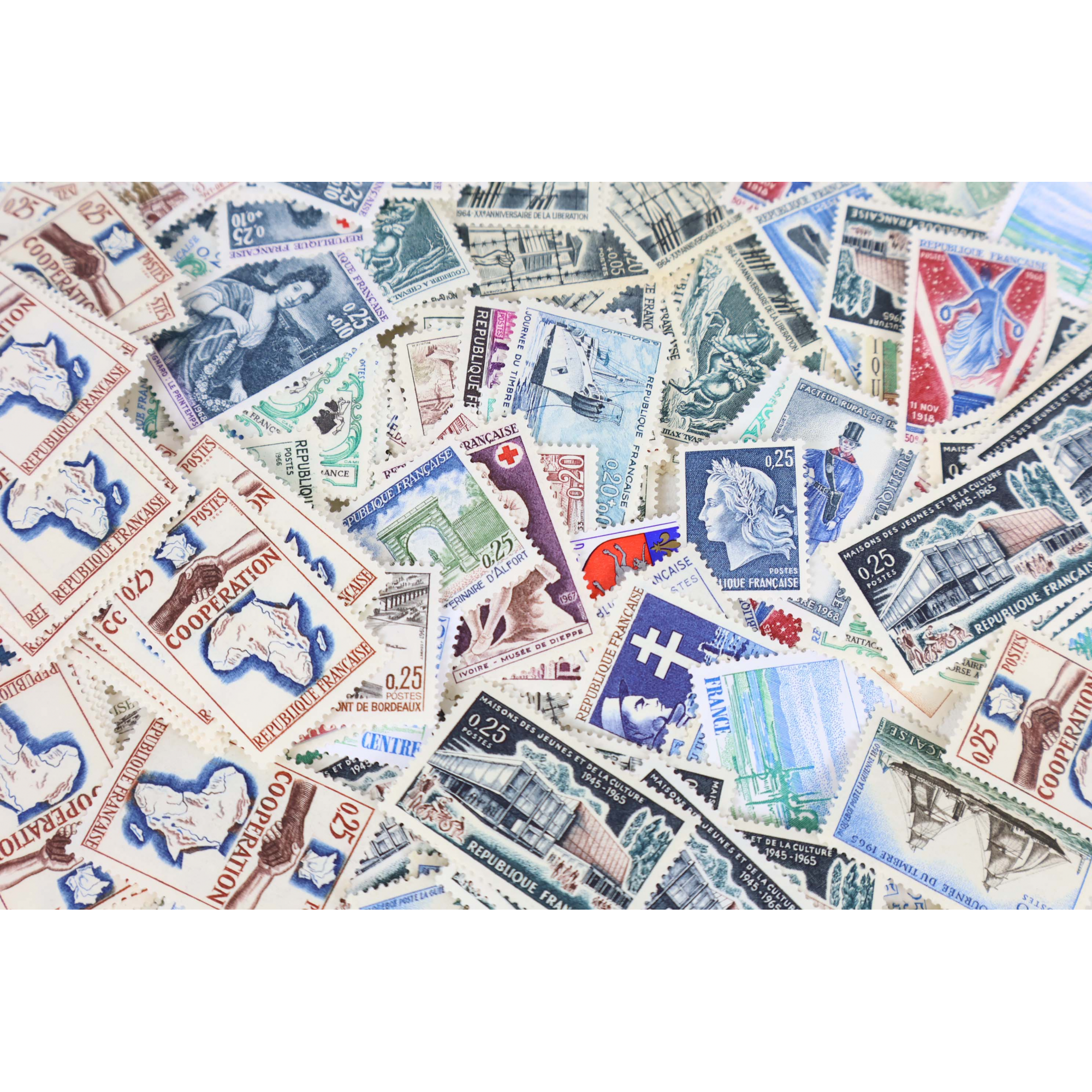 LOT DE 1000 TIMBRES FRANCE NEUFS AFFRANCHISSEMENT 0,20 FRANCS, SOUS FACIALE