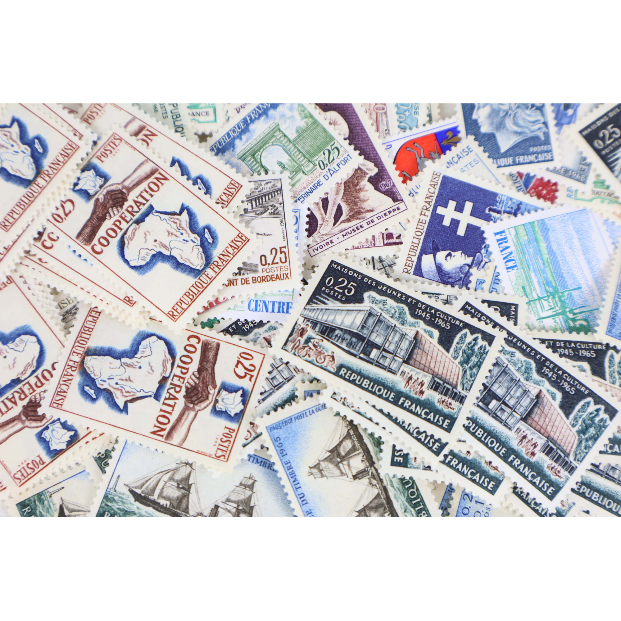 LOT DE 1000 TIMBRES FRANCE NEUFS AFFRANCHISSEMENT 0,20 FRANCS, SOUS FACIALE