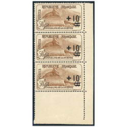 FRANCE BANDE DE 3 TIMBRES N°167 2E ORPHELIN COTE 210€ BELLE QUALITÉ AVEC BDF