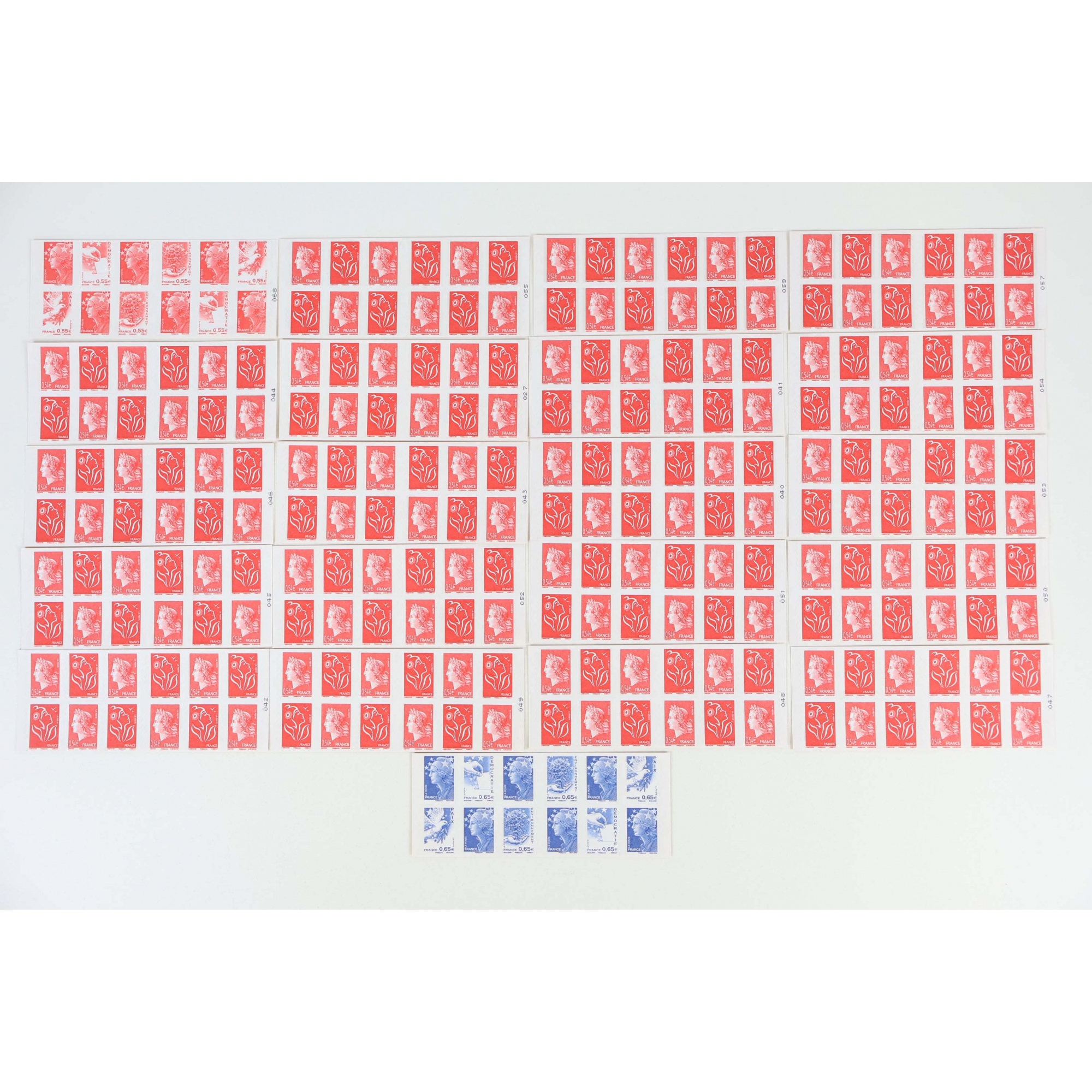 FRANCE LOT DE 21 CARNETS AUTOADHÉSIFS À COMPO VARIABLE AVEC VP FACIALE 262€