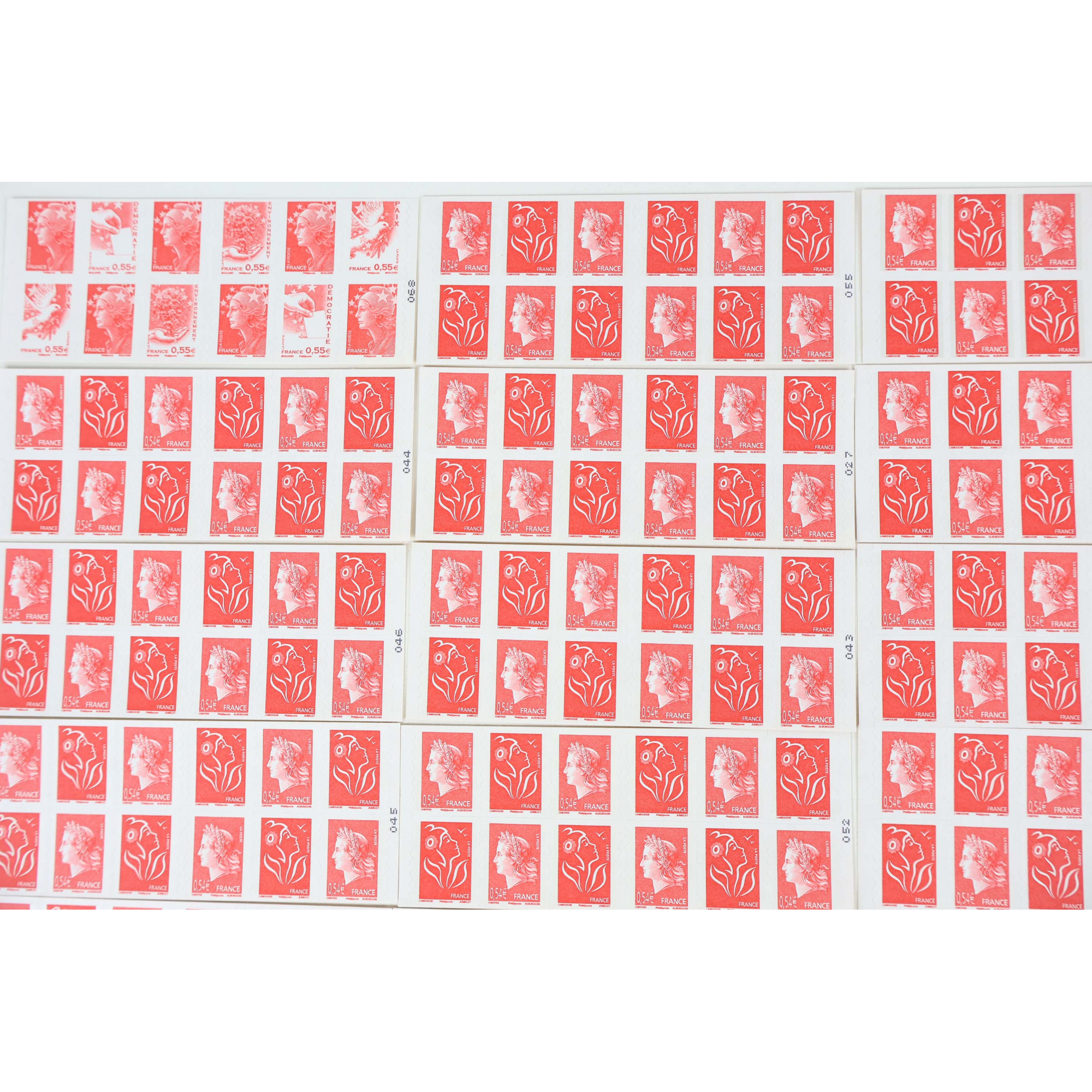 FRANCE LOT DE 21 CARNETS AUTOADHÉSIFS À COMPO VARIABLE AVEC VP FACIALE 262€