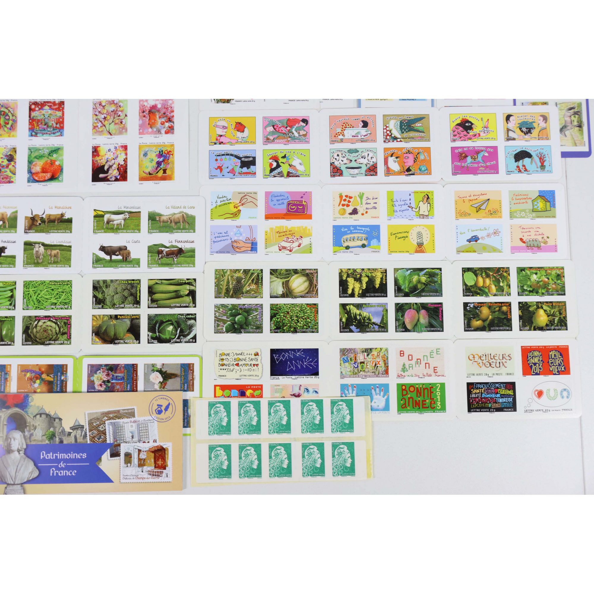 270 TIMBRES AUTOADHÉSIFS LETTRES VERTES 20G VP FRANCE, CARNETS POUR AFFRANCHIR