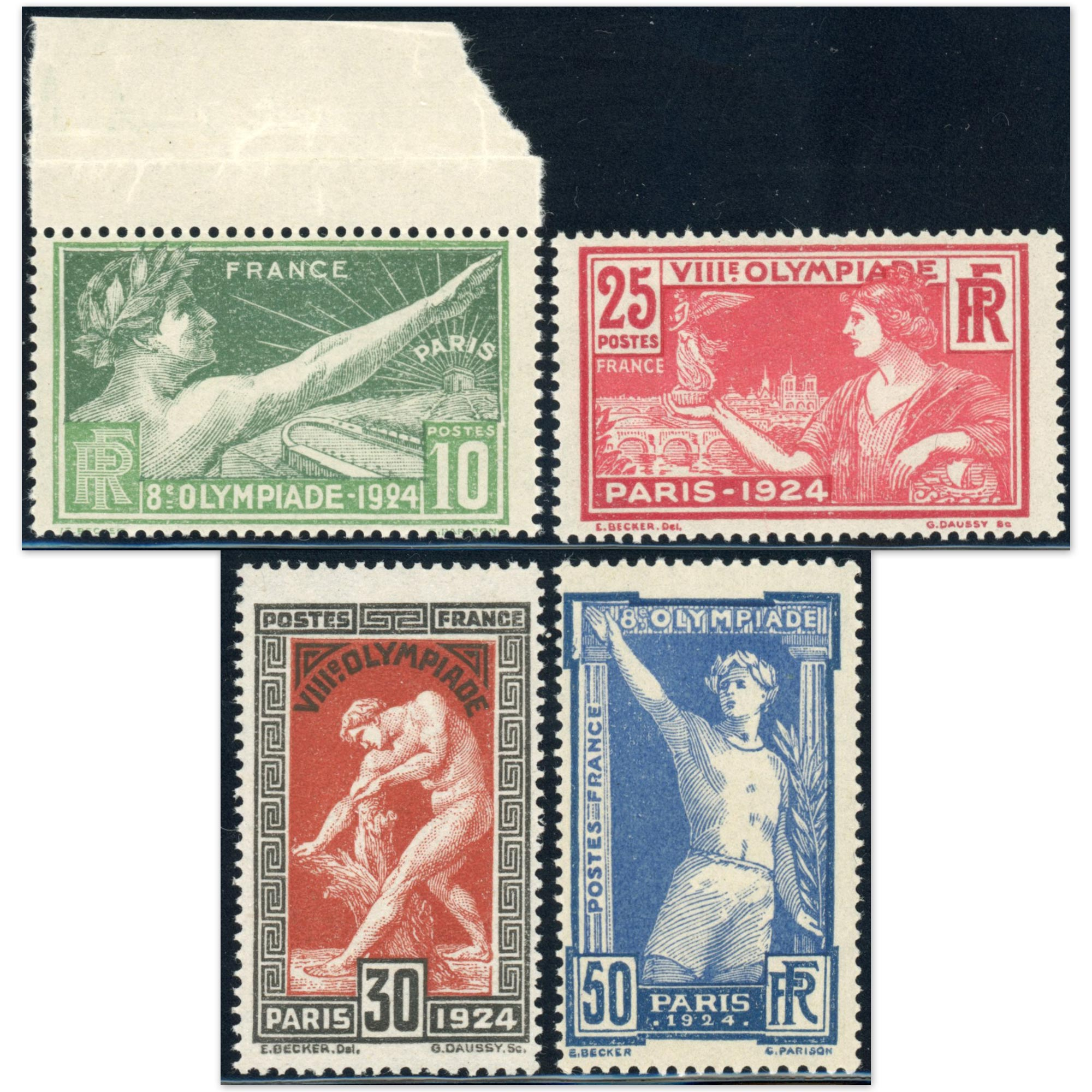 FRANCE SÉRIE JEUX OLYMPIQUES 1924 N°183 À 186 TIMBRES NEUFS** COTE 175€