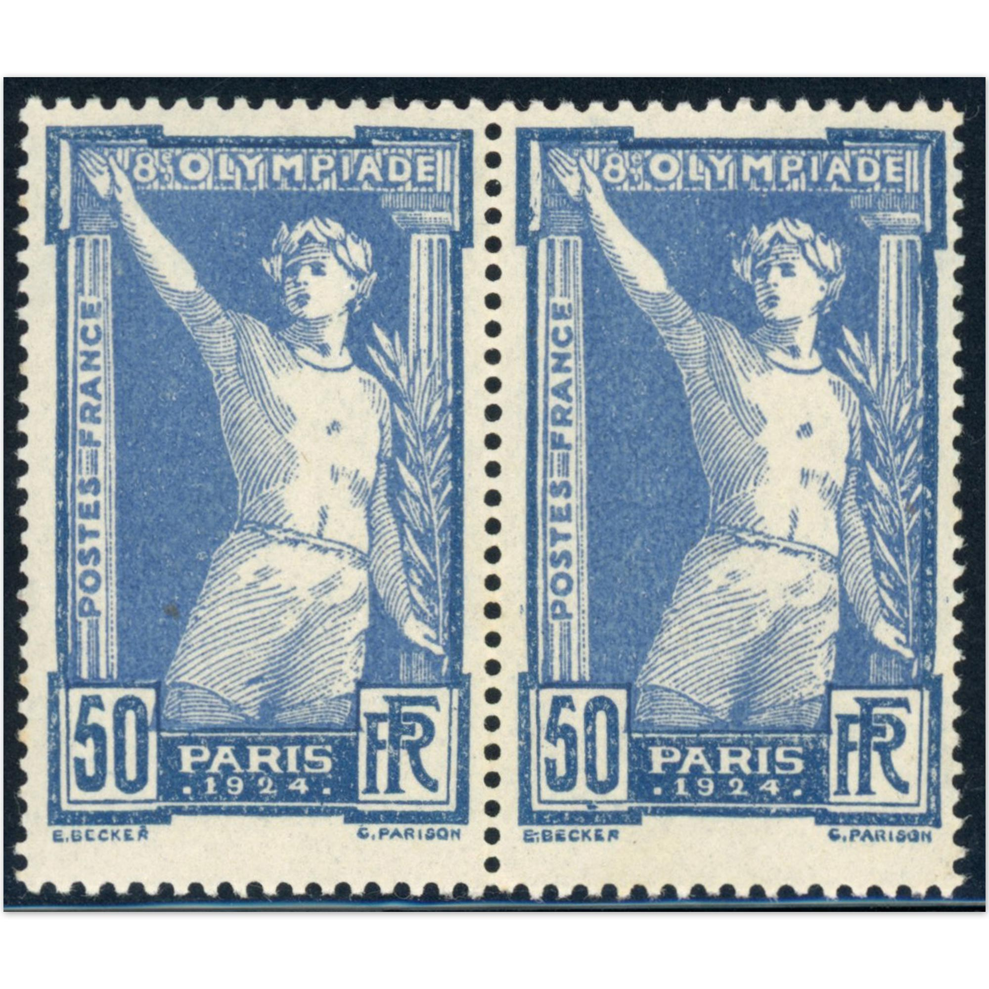 FRANCE PAIRE N°186 JEUX OLYMPIQUES 1924 TIMBRES NEUFS** COTE 250€ BELLE QUALITÉ