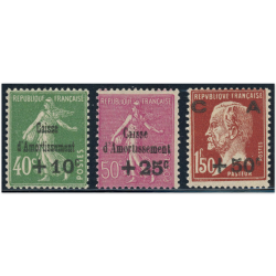 FRANCE CAISSE D'AMORTISSEMENT N°253 À 255 TIMBRES NEUFS** COTE 275€ ANNÉE 1929