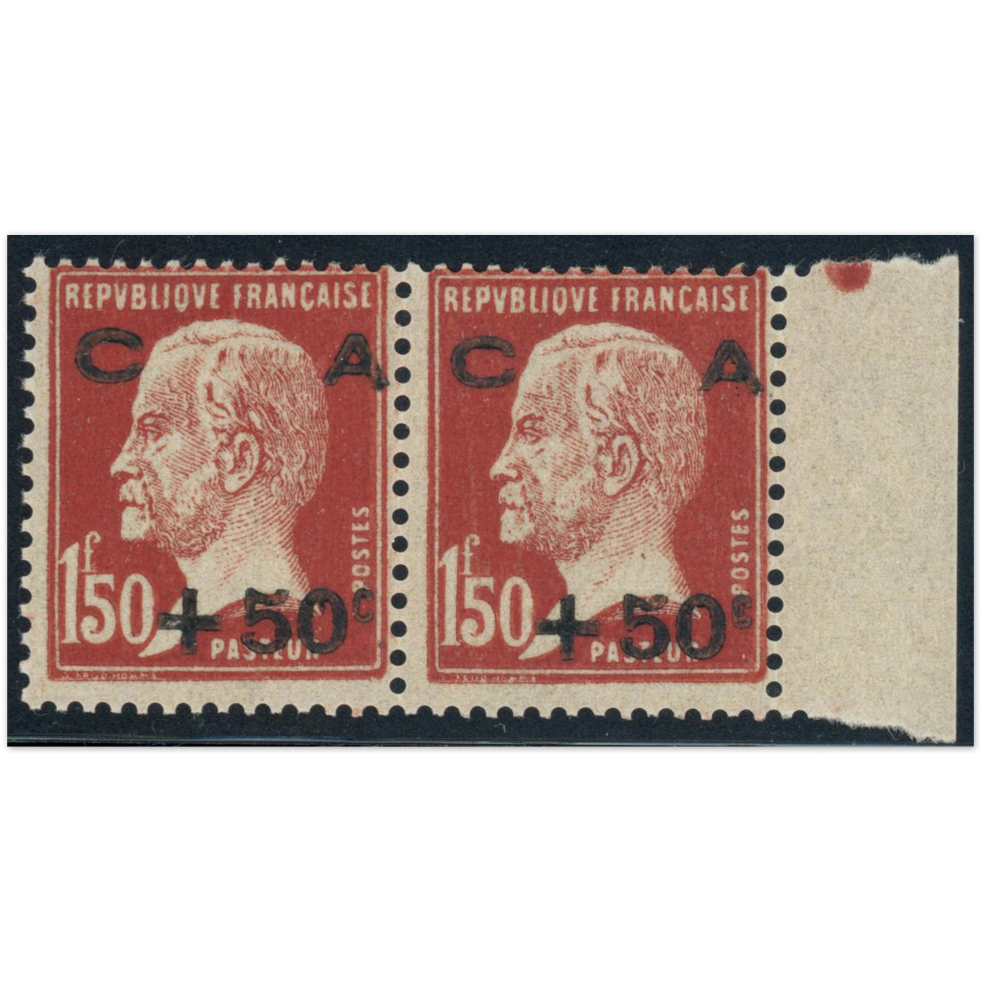 FRANCE PAIRE CAISSE D'AMORTISSEMENT N°255 TIMBRES NEUFS** COTE 300€ ANNÉE 1929