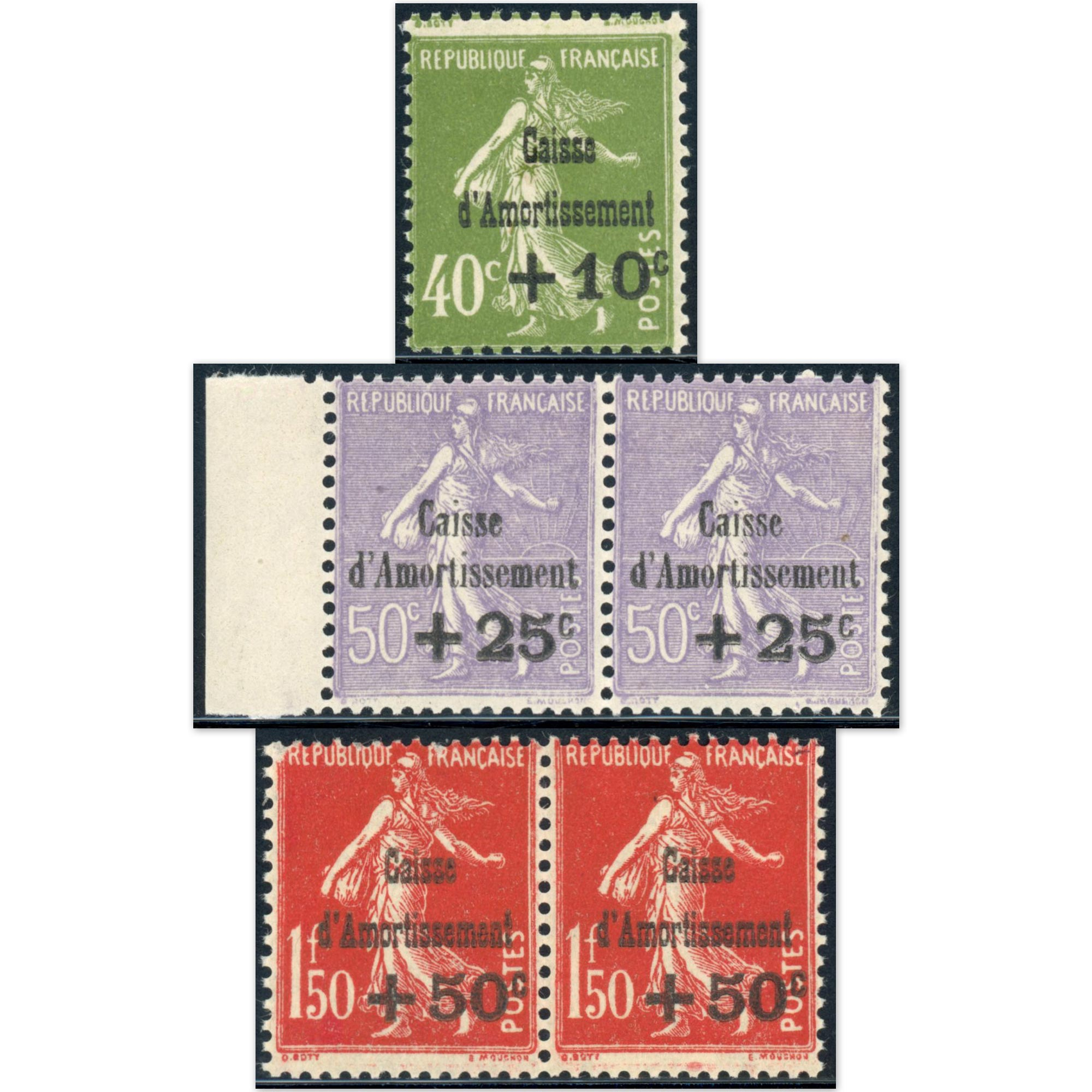 FRANCE CAISSE D'AMORTISSEMENT N°275 À 277 TIMBRES NEUFS ANNÉE 1931 COTE 1210€