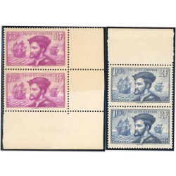 FRANCE PAIRES JACQUES CARTIER N°296 ET 297 TIMBRES NEUFS** COTE 620€