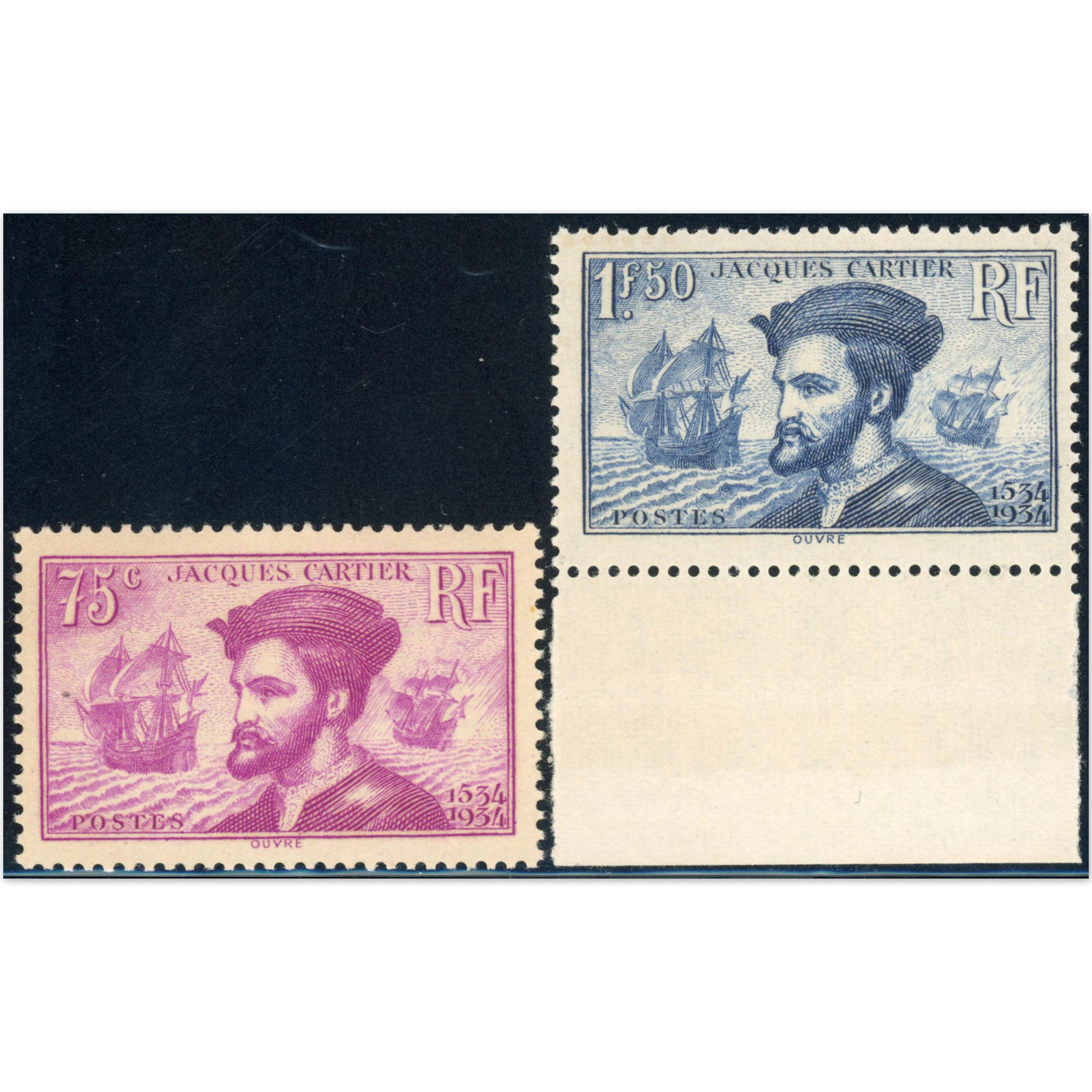 FRANCE SERIE JACQUES CARTIER N°296 ET 297 TIMBRES NEUFS** N°397 BDF COTE 310€