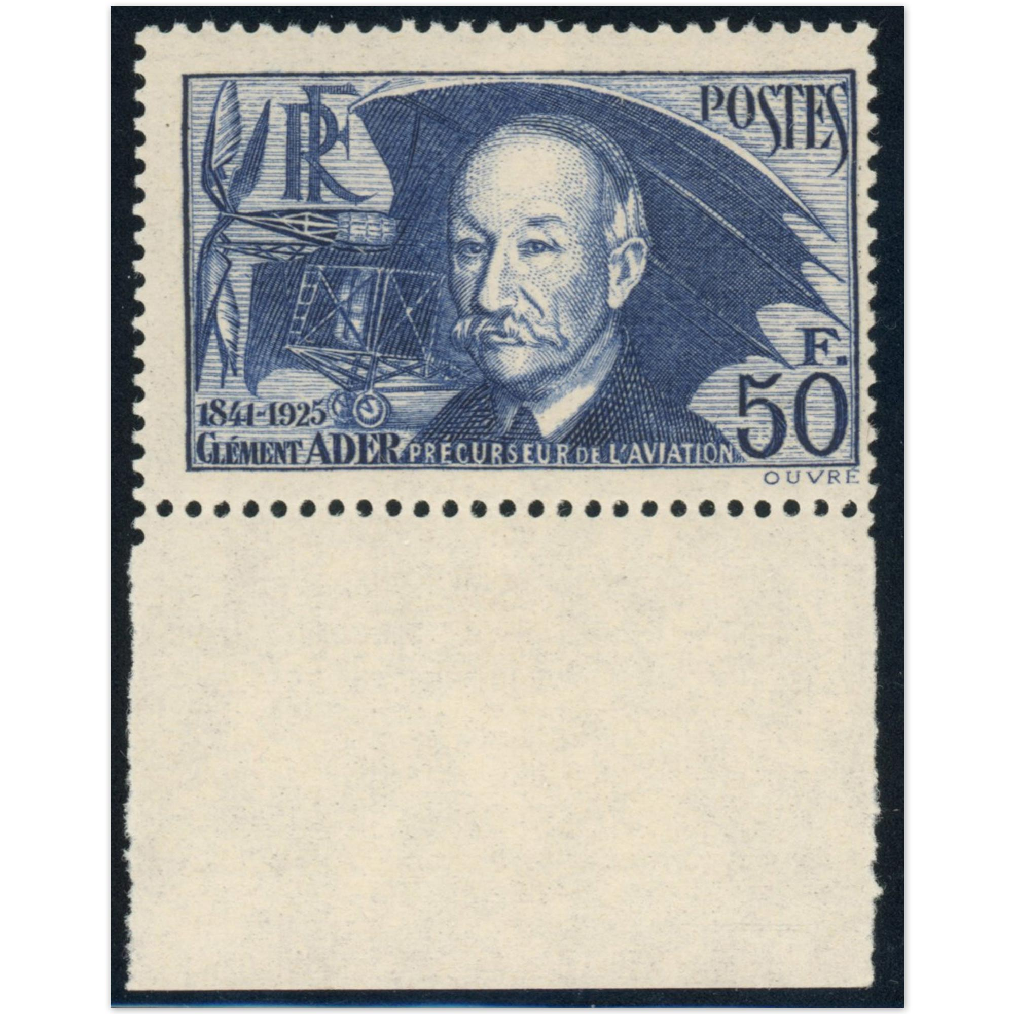 FRANCE N°398 CLÉMENT ADER TIMBRE NEUF** ANNÉE 1938 COTE 180€ BORD DE FEUILLE