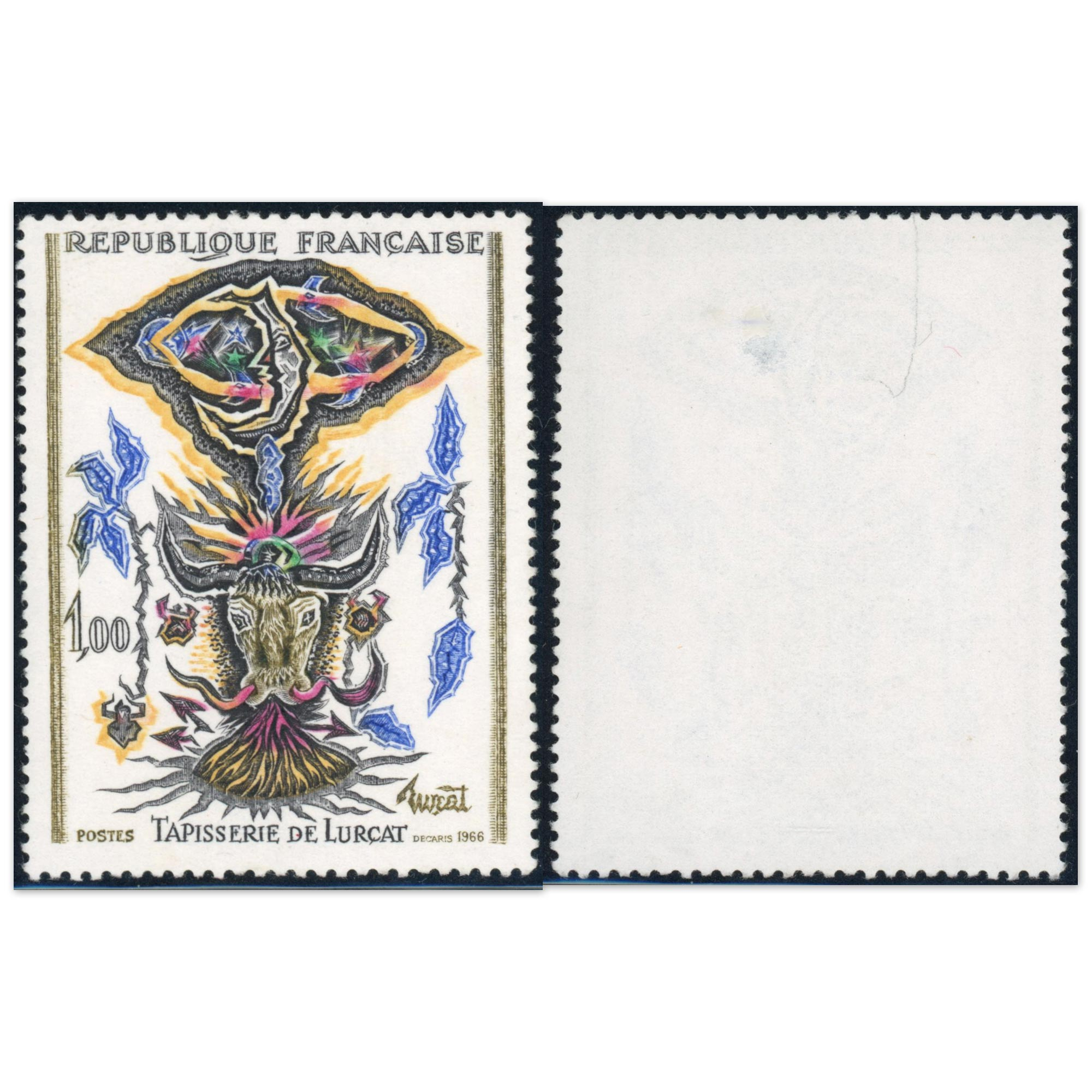FRANCE VARIÉTÉ COULEUR N°1493b TIMBRE NEUF** FEUILLES GRIS NOIR COTE 325€