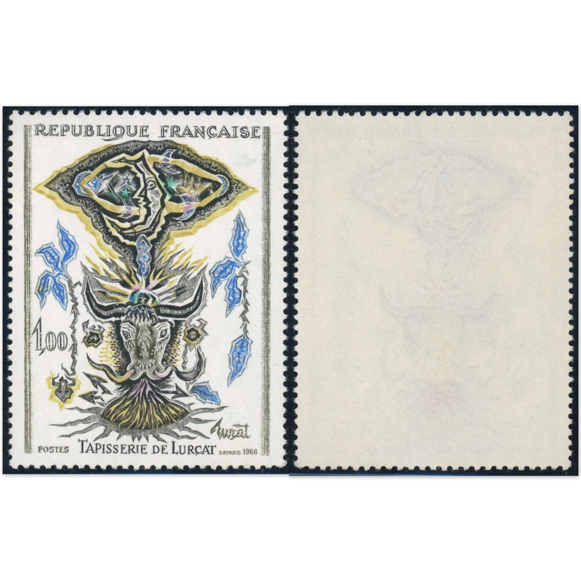 FRANCE VARIÉTÉ COULEUR N°1493b TIMBRE NEUF** FEUILLES GRIS NOIR COTE 325€