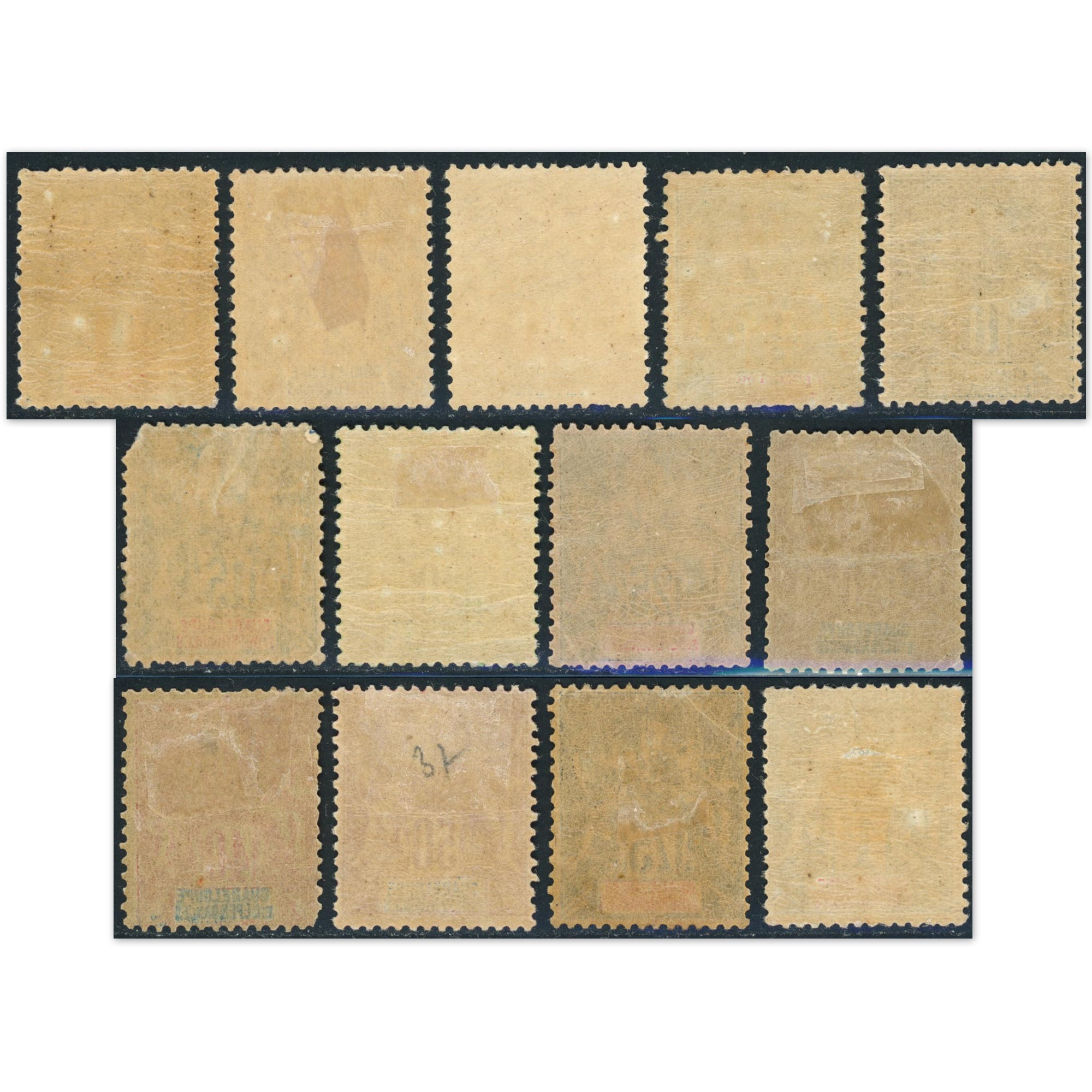 COLONIES FR GUADELOUPE N°27 À 39 SÉRIE COMPLÈTE TIMBRES NEUFS AVEC DÉFAUTS