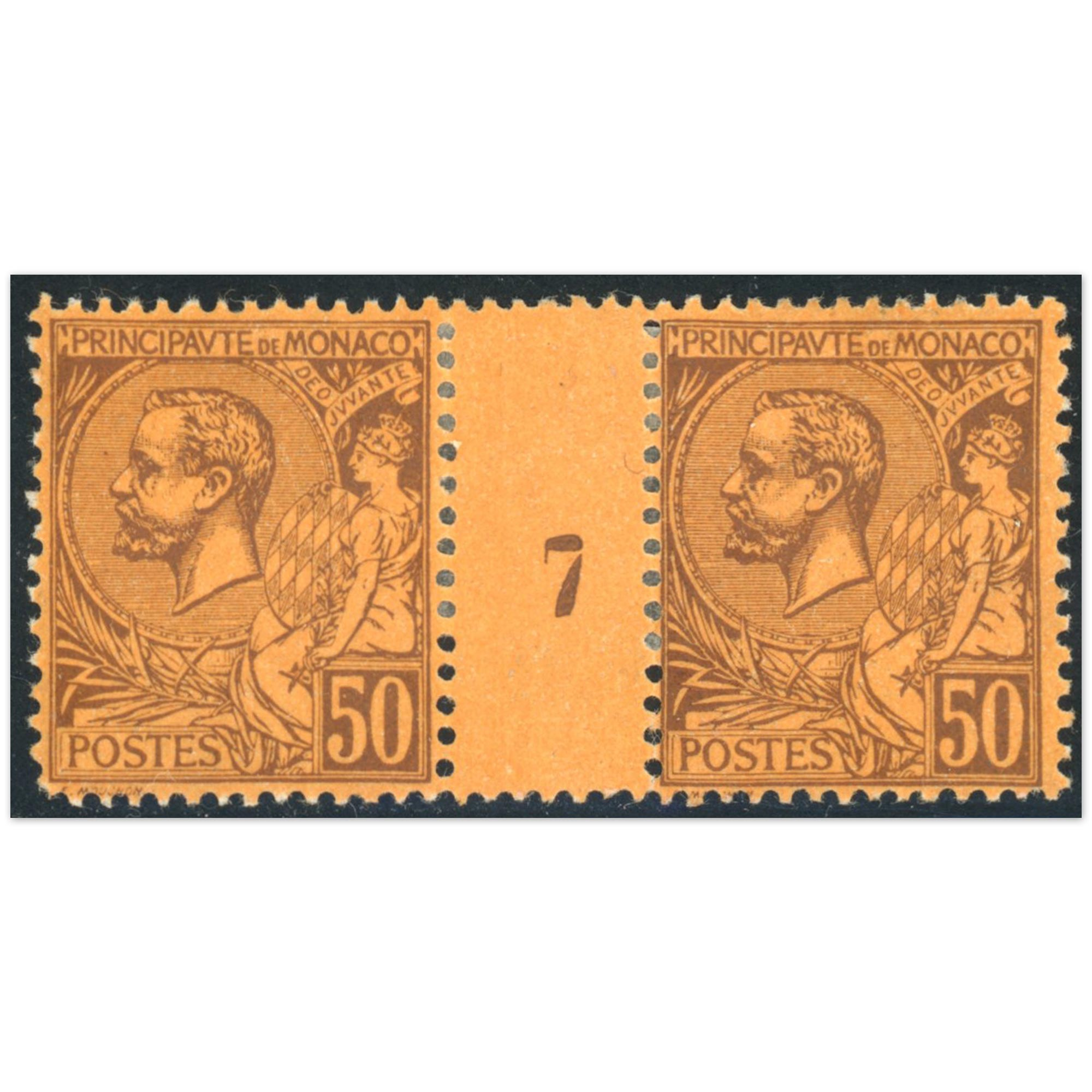 MONACO MILLÉSIME N°18 TIMBRES NEUFS "50c lilas brun sur orange" COTE 900€