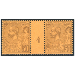 MONACO MILLÉSIME N°18 TIMBRES 50c lilas brun sur orange COTE 800€ BELLE QUALITÉ