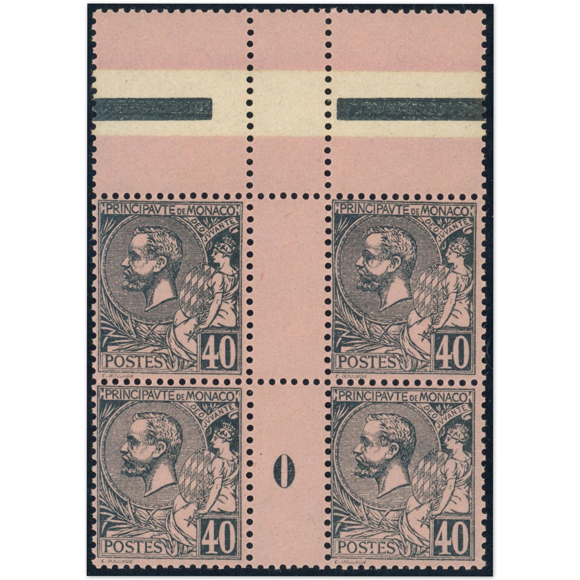 MONACO MILLÉSIME N°17 TIMBRES NEUFS** "40c violet noir sur rose crevette" COTE 700€