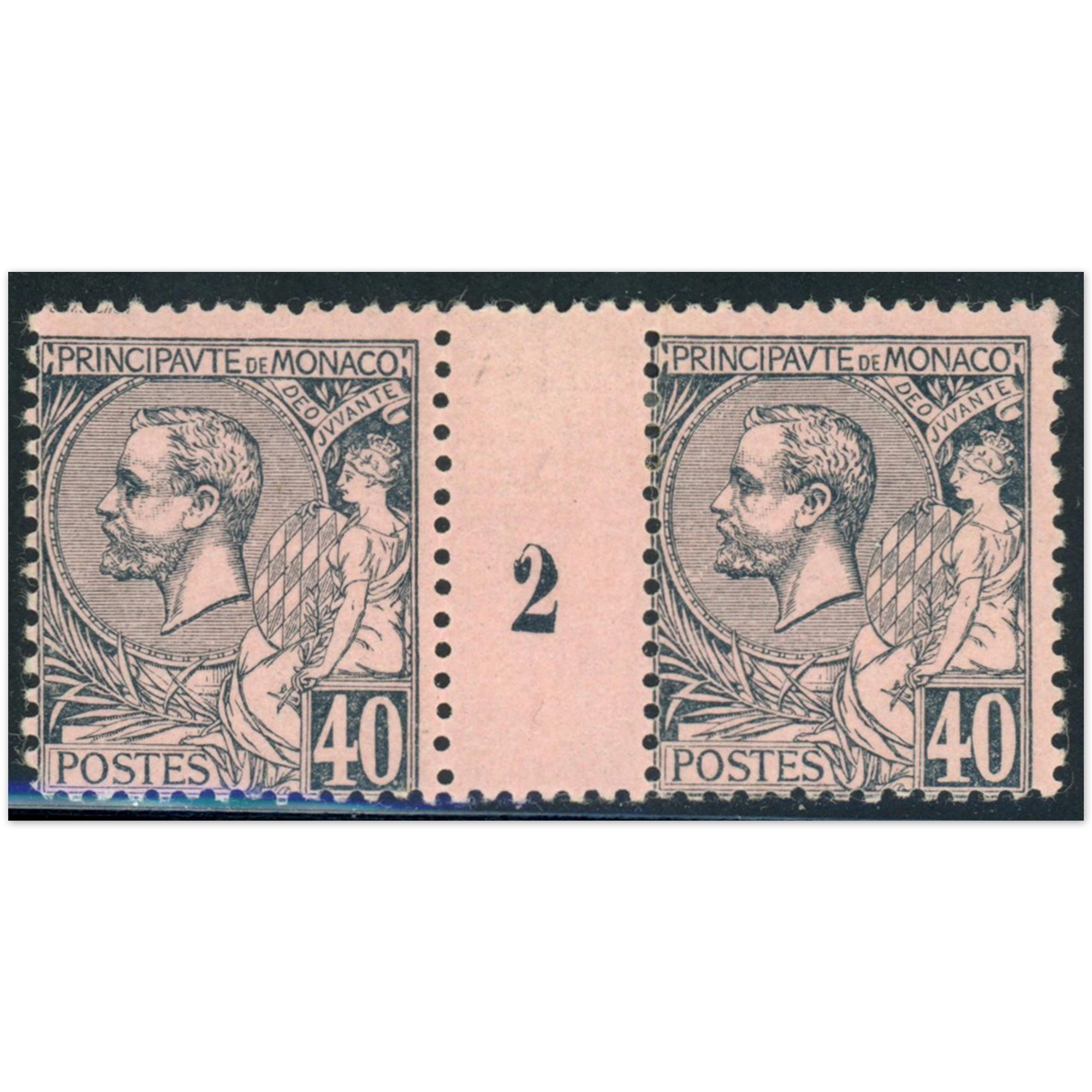 MONACO MILLÉSIME N°17 TIMBRES NEUFS* "40c VIOLET-NOIR/ROSE TENDRE " COTE 200€
