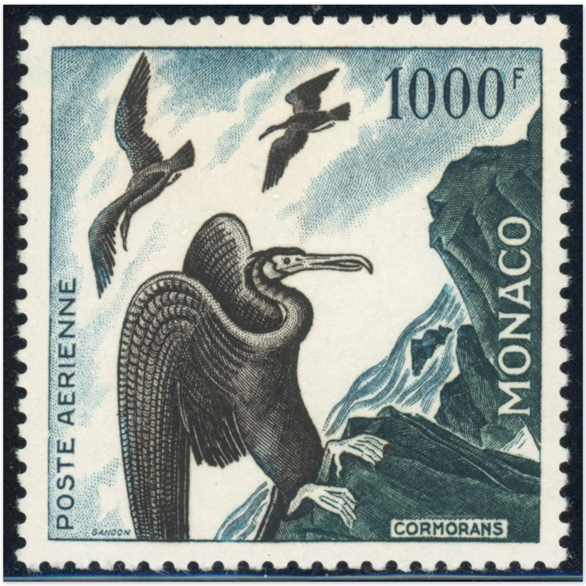 MONACO POSTE AÉRIENNE N°58 TIMBRE NEUF "OISEAU DE MER COMORANS" BELLE COTE 420€