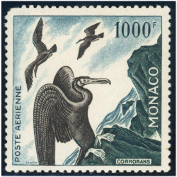 MONACO POSTE AÉRIENNE N°58 TIMBRE NEUF "OISEAU DE MER COMORANS" AVEC DÉFAUT