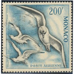 MONACO POSTE AÉRIENNE N°67 TIMBRE OBLITÉRÉ "OISEAU DE MER" COTE 231€ ANNÉE 1957