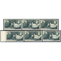 MONACO STOCK DE 6 TIMBRES NEUFS POSTE AÉRIENNE N°59 "ALBERT SCHWEITZER" COTE 330€