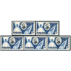 MONACO STOCK DE 5 TIMBRES NEUFS POSTE AÉRIENNE N°60 "JULES VERNE" COTE 185€