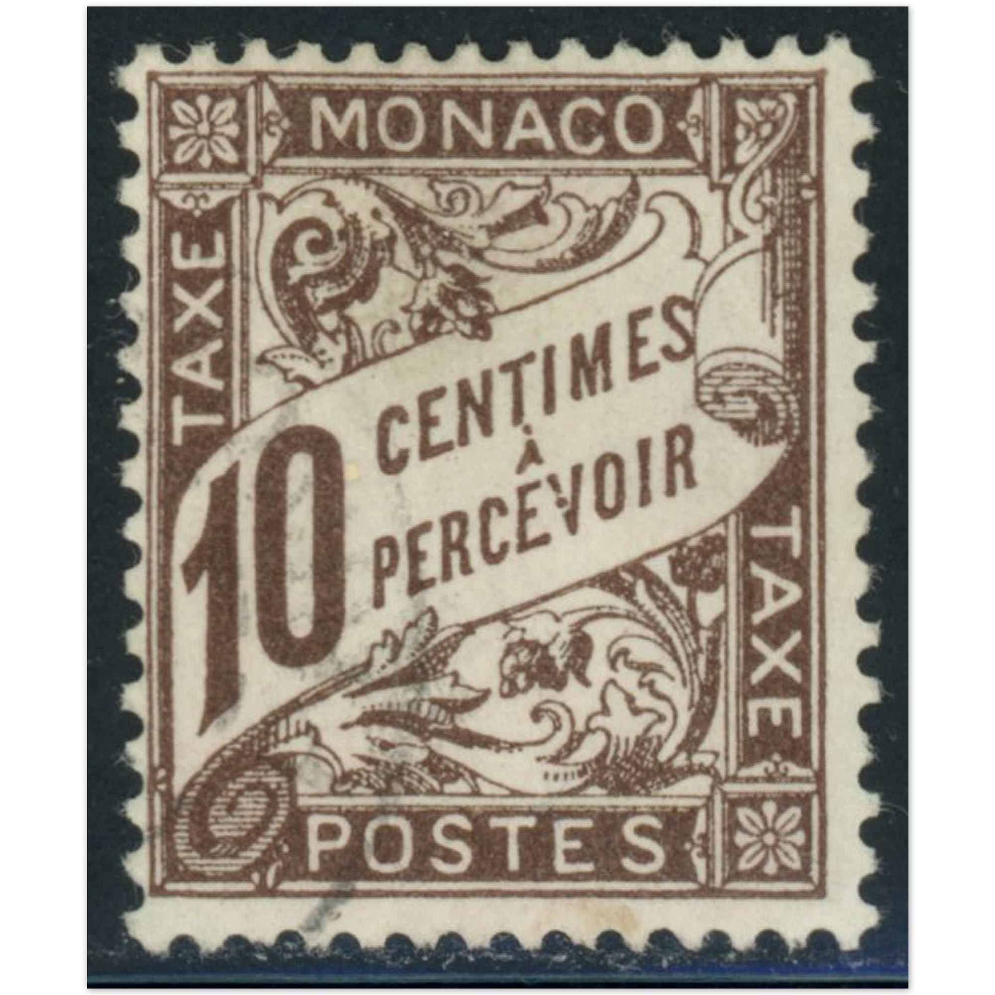 MONACO TAXE N°4 TIMBRE OBLITÉRÉ COTE 180€ ANNÉE 1905-1909 BELLE QUALITÉ