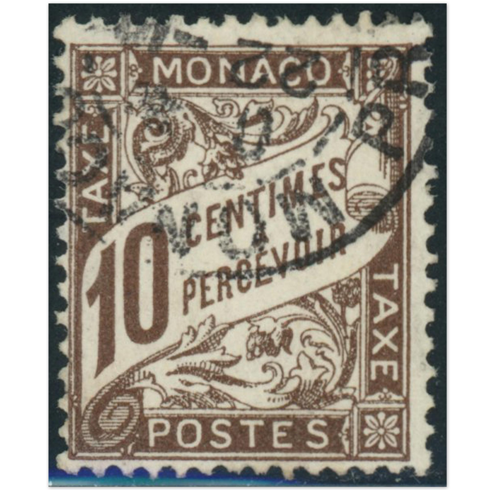 MONACO TAXE N°4 TIMBRE OBLITÉRÉ COTE 180€ BELLE QUALITÉ ANNÉE 1905-1909