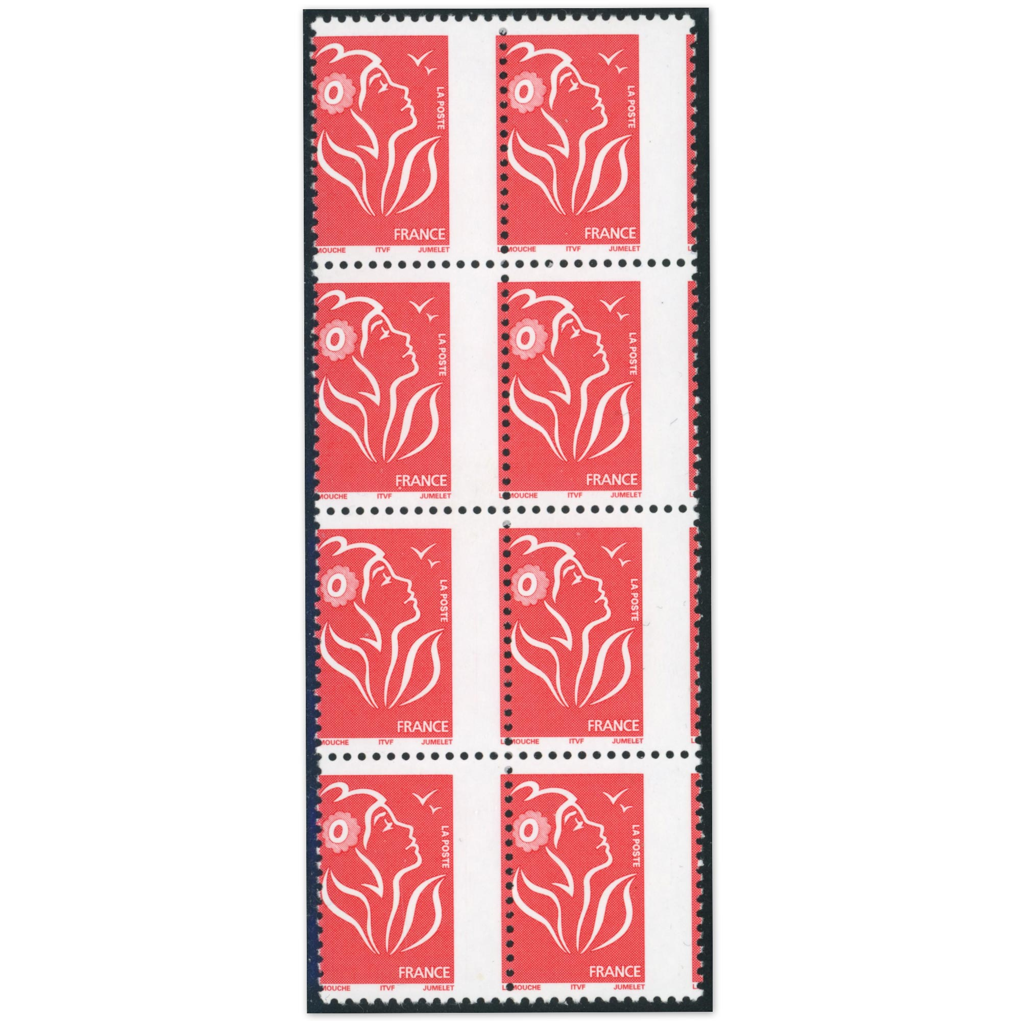 FEUILLE DE 8 TIMBRES MARIANNE PIQUAGE À CHEVAL N°3734 TIMBRES NEUFS QUALITÉ LUXE