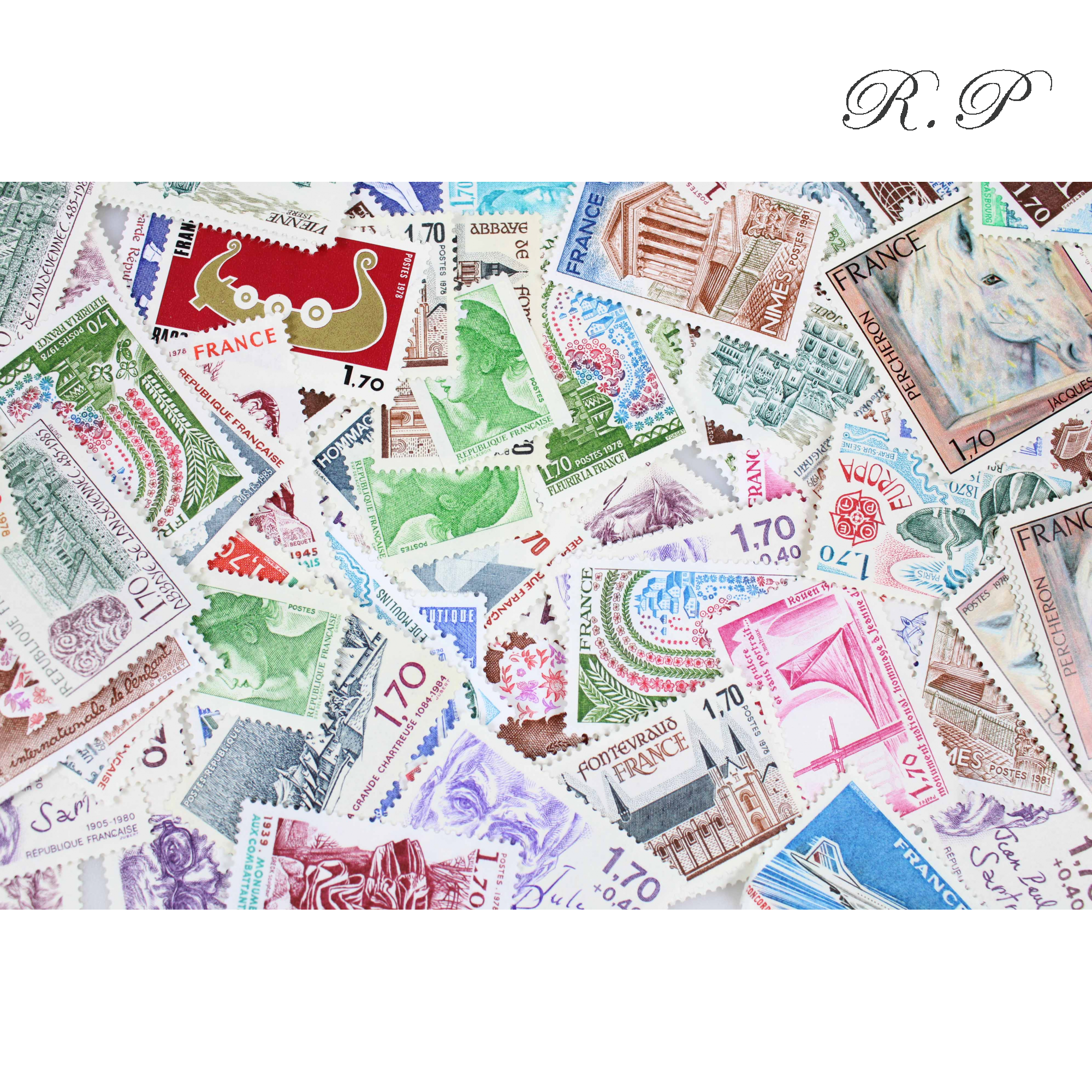 LOT DE 100 TIMBRES FRANCE NEUFS AFFRANCHISSEMENT 1,70 FRANCS, SOUS FACIALE