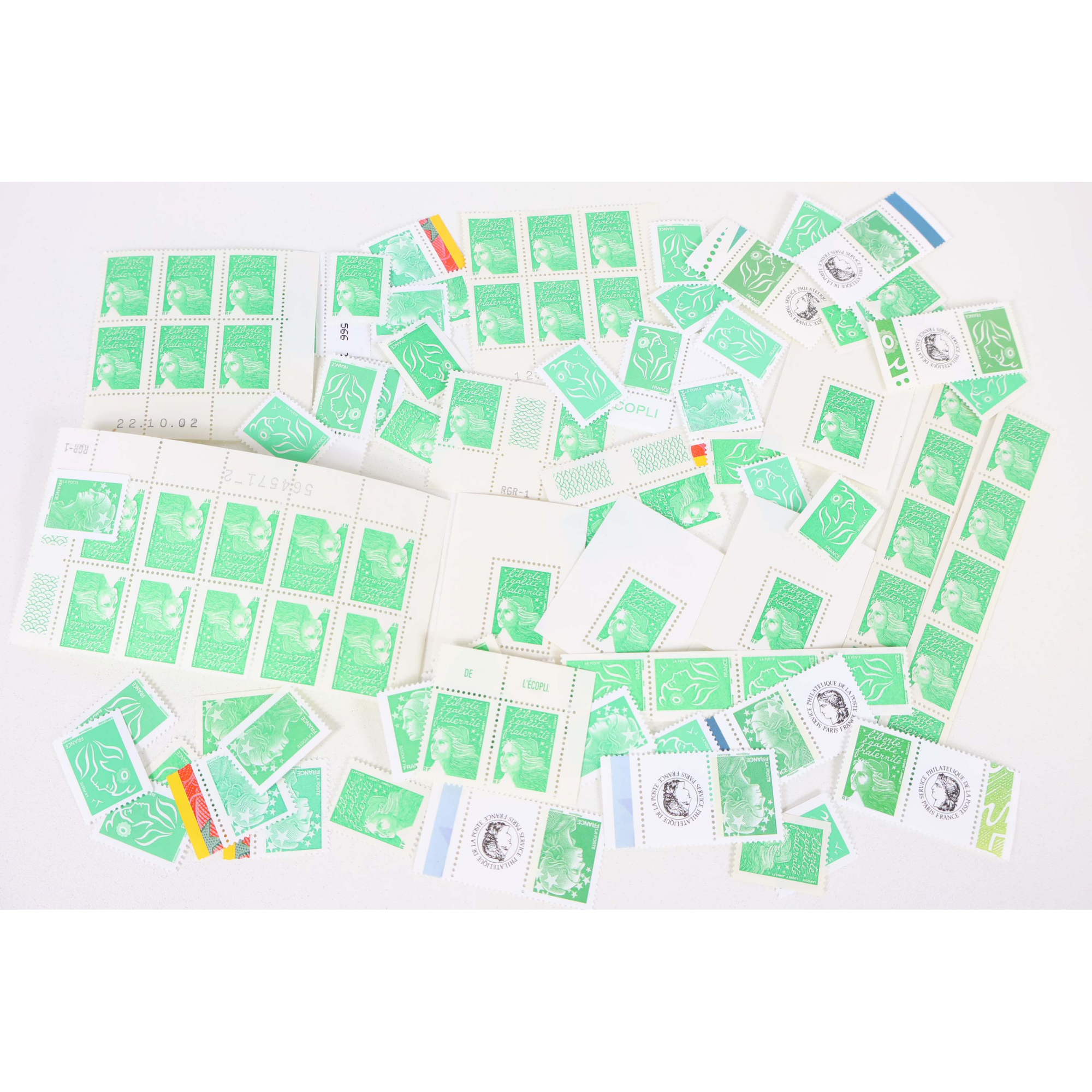 LOT DE 100 TIMBRES FRANCE NEUFS AFFRANCHISSEMENT 1.14 EUROS SOUS FACIALE ECOPLIS